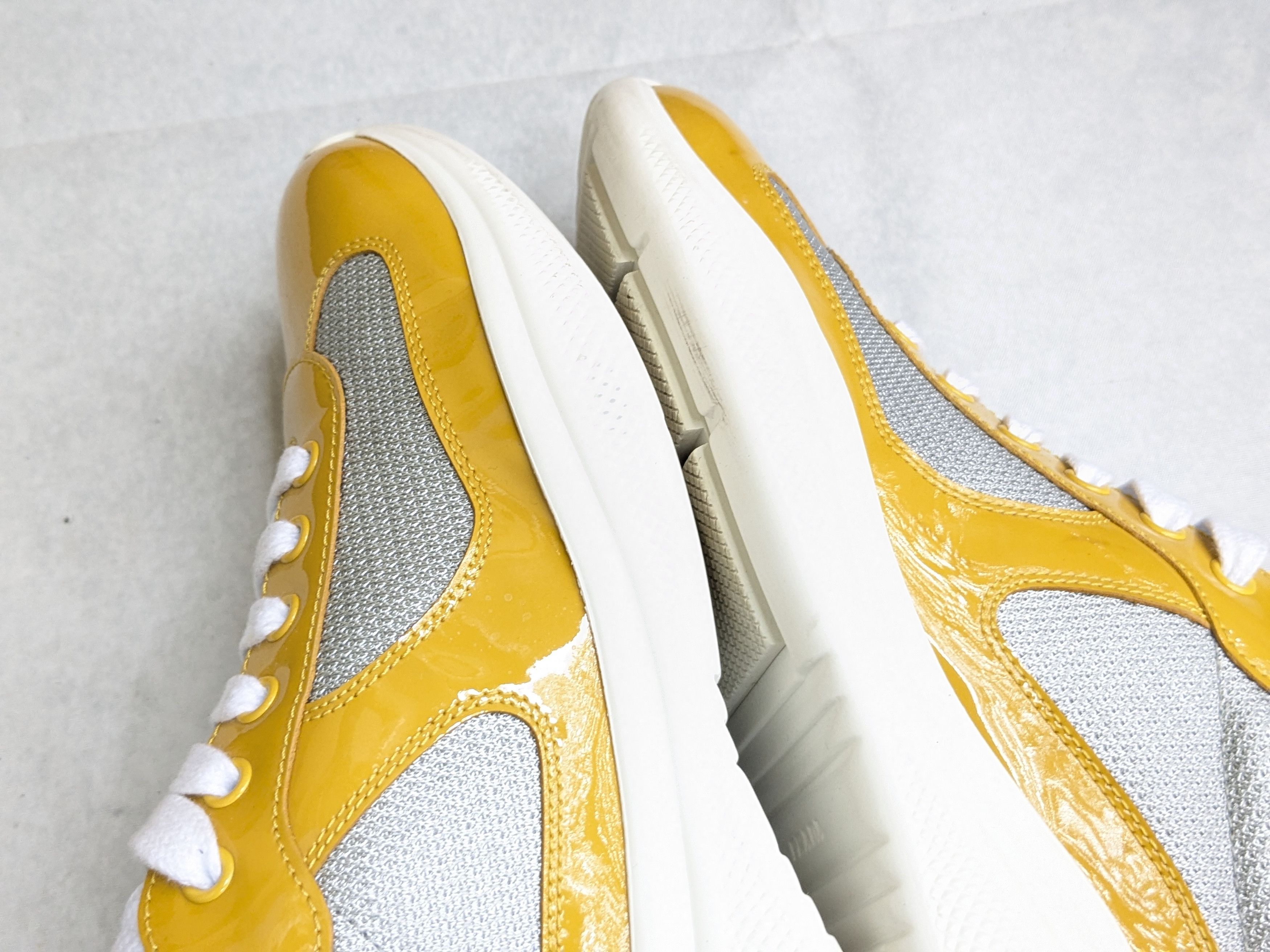 Prada America's Cup Yellow 9.5 Low Top Patent Leather