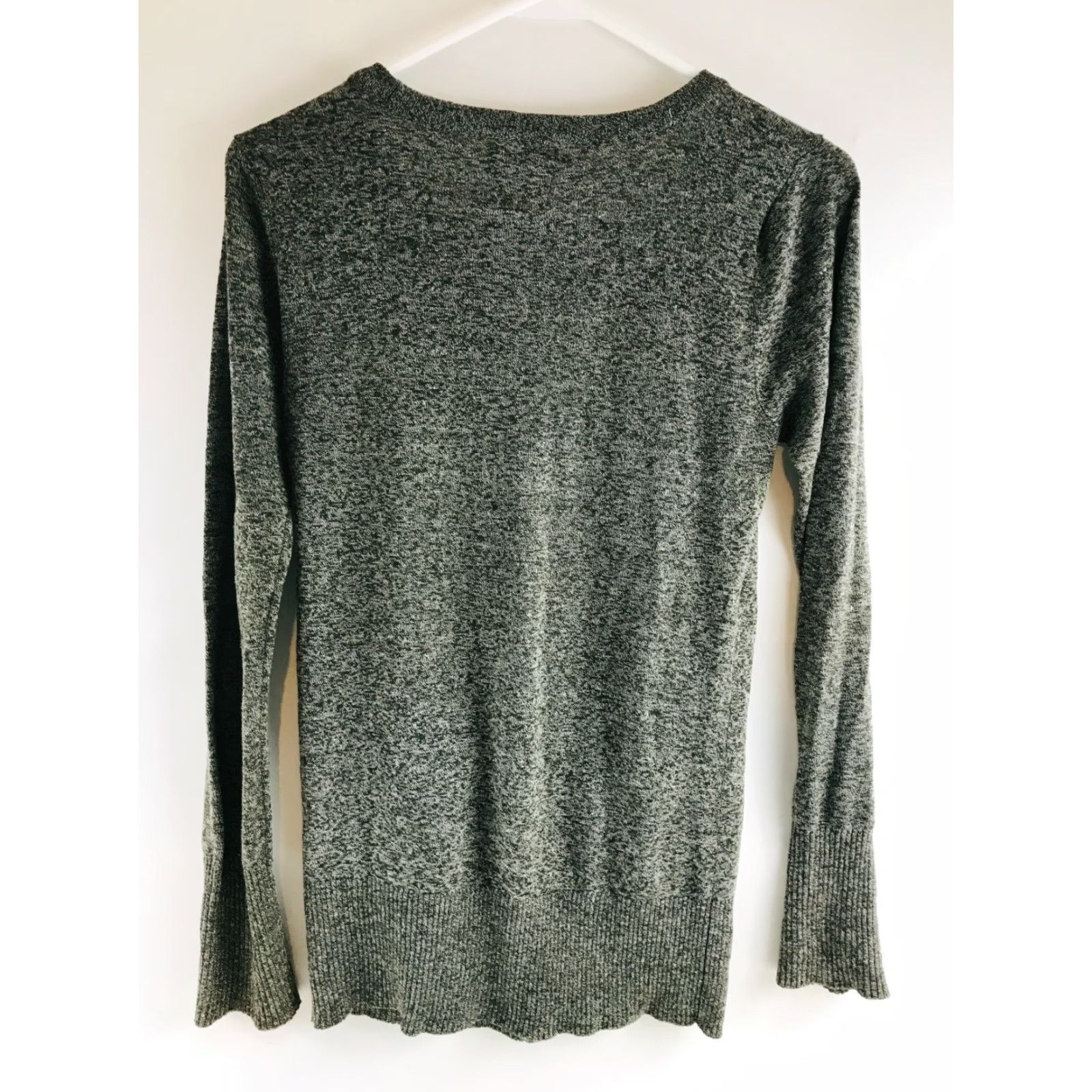 Vintage Poof Excellence Cardigan Sweater Women's S Gray Brown Buttoned Ribbed Edge Size S / US 4 / IT 40 - 2 Thumbnail