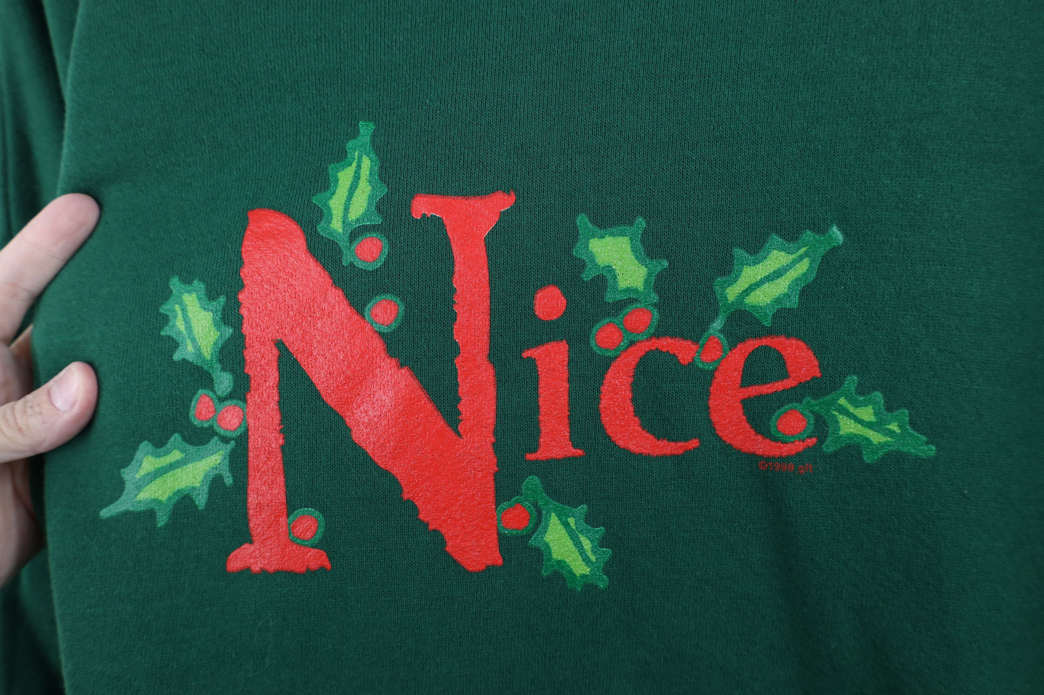 Vintage Vintage 90s Streetwear Christmas Nice Mistletoe Sweatshirt Size L / US 10 / IT 46 - 4 Thumbnail