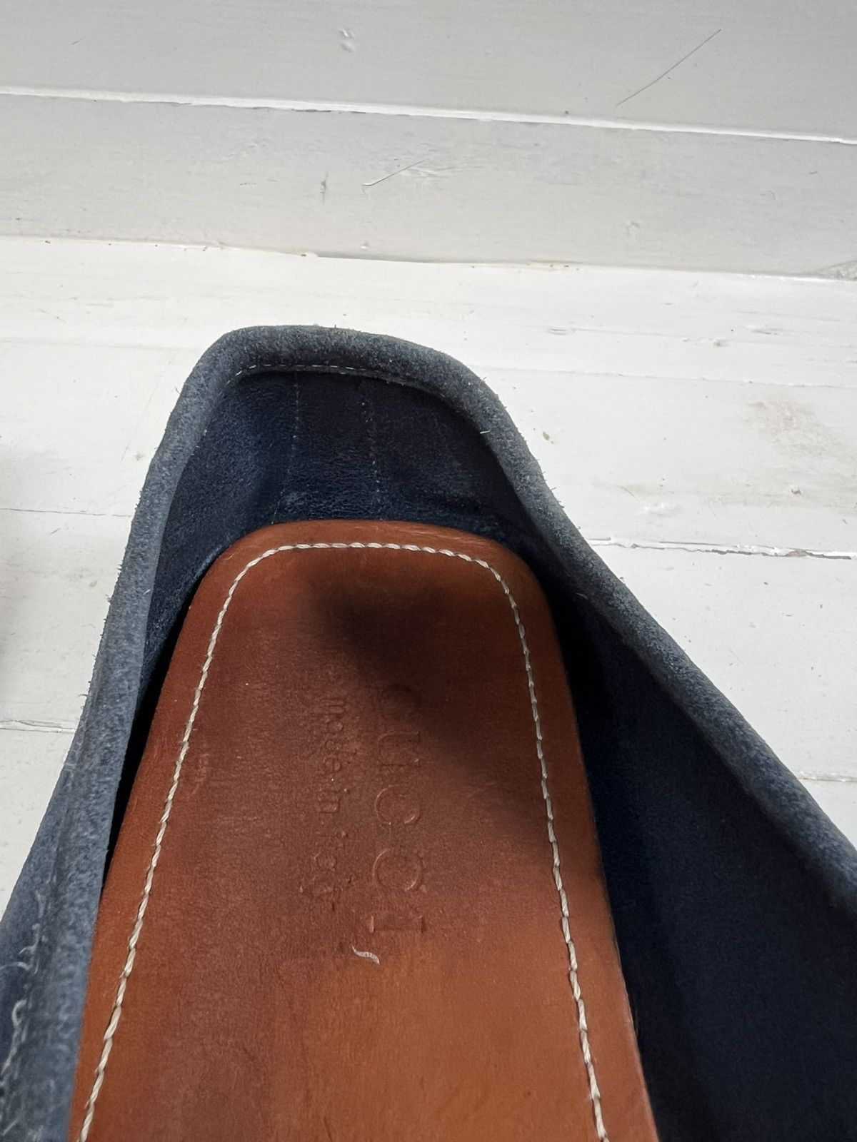 Gucci Men's Gucci Blue Suede Web Accent Loafers Size US 9 / EU 42 - 13 Thumbnail