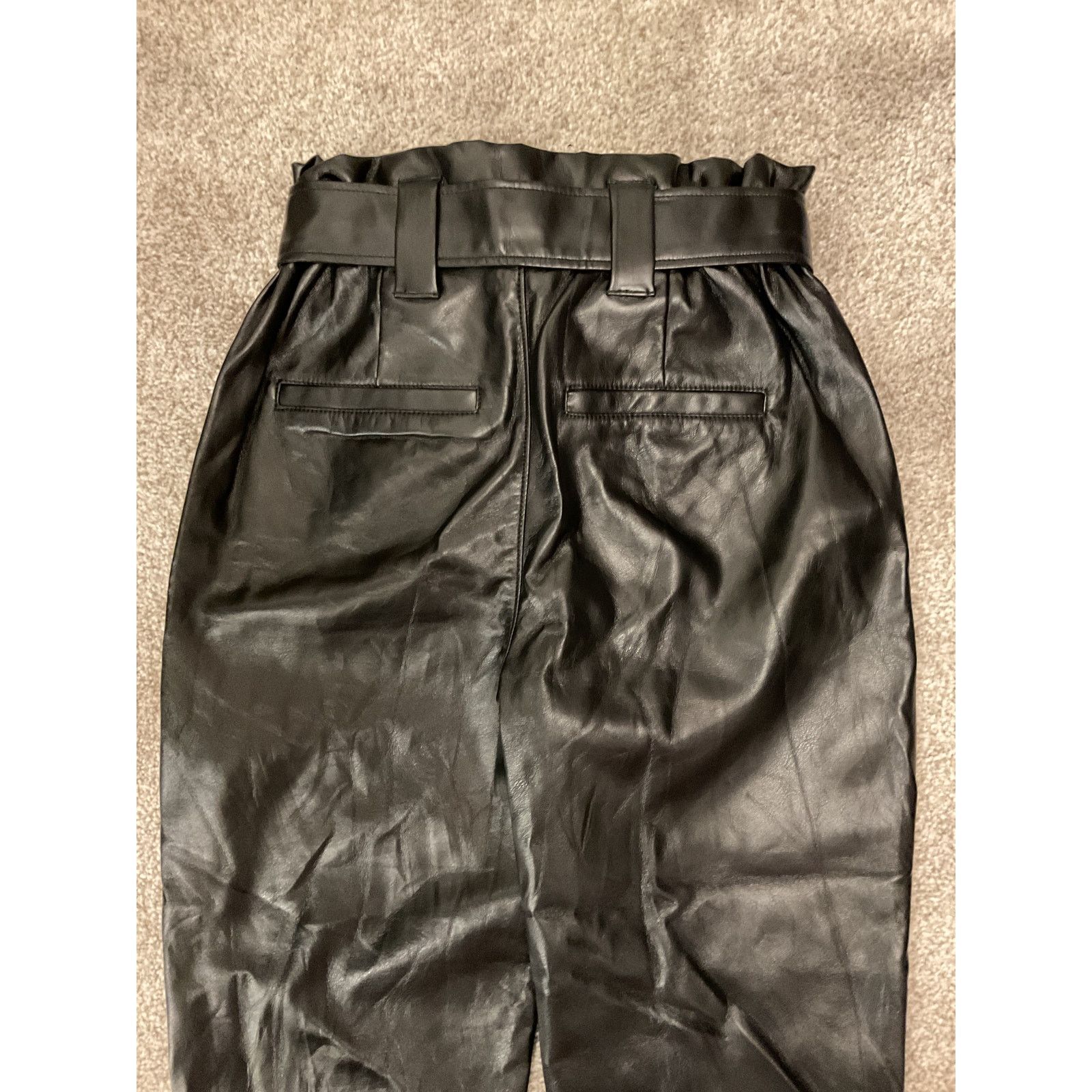 Express Express Black Faux Leather Ankle High Rise Paperbag Pants,4R Size 27" / US 4 / IT 40 - 10 Thumbnail