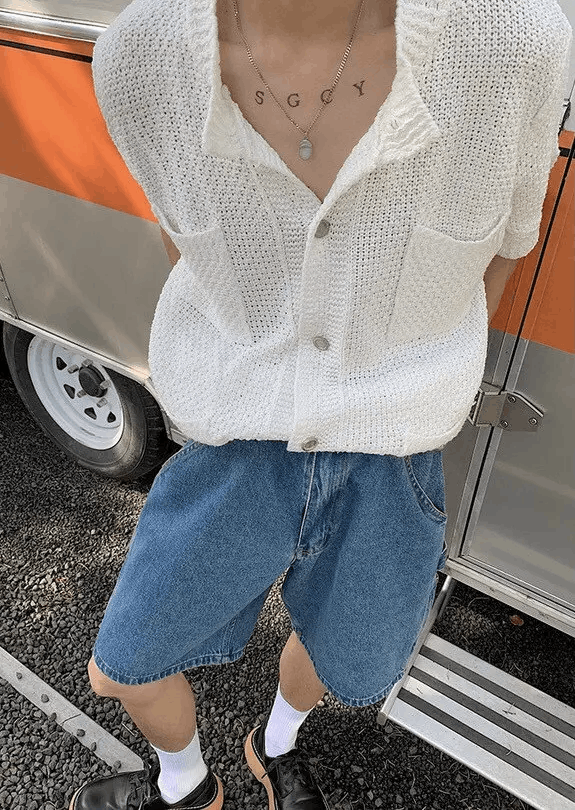 Japanese Brand × Vintage Korean fashion retro knit shirt Size US L / EU 52-54 / 3 - 2 Thumbnail