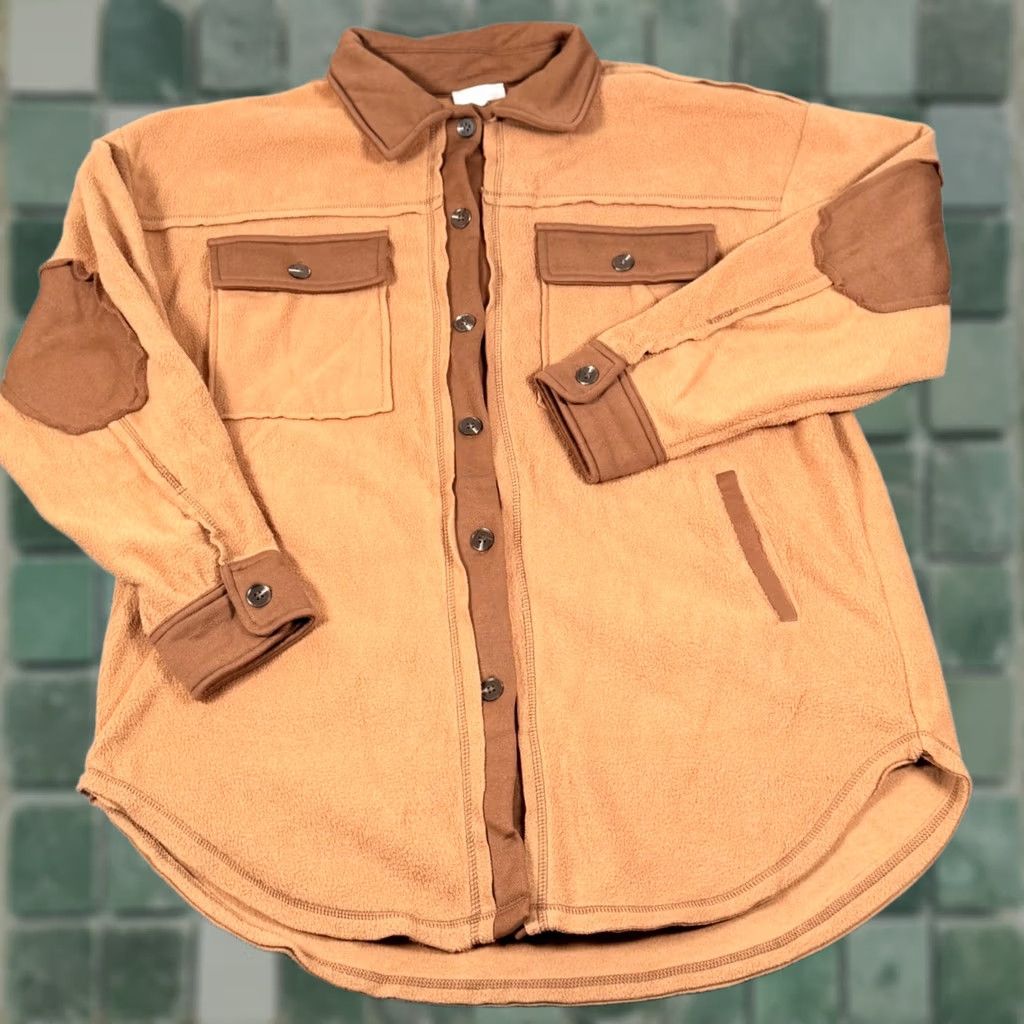 Vintage La Miel Fleece Shirt Jacket Shacket Oversized Button Up Brown Pockets Elbow Patch Casual Womens S Size S / US 4 / IT 40 - 1 Thumbnail