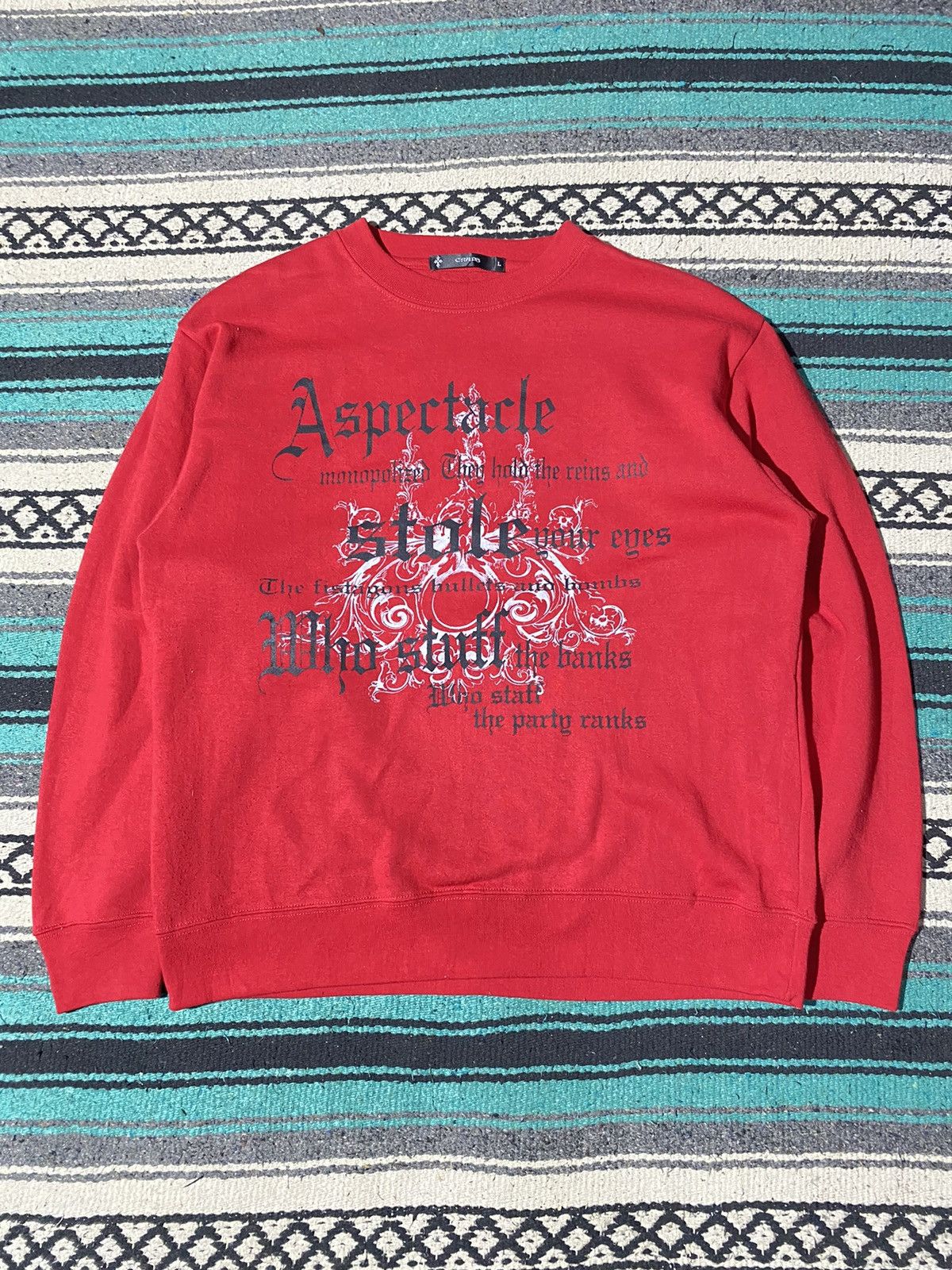 If Six Was Nine 2000s Craps - Poem Cross Red Sweatshirt Size US L / EU 52-54 / 3 - 1 Thumbnail
