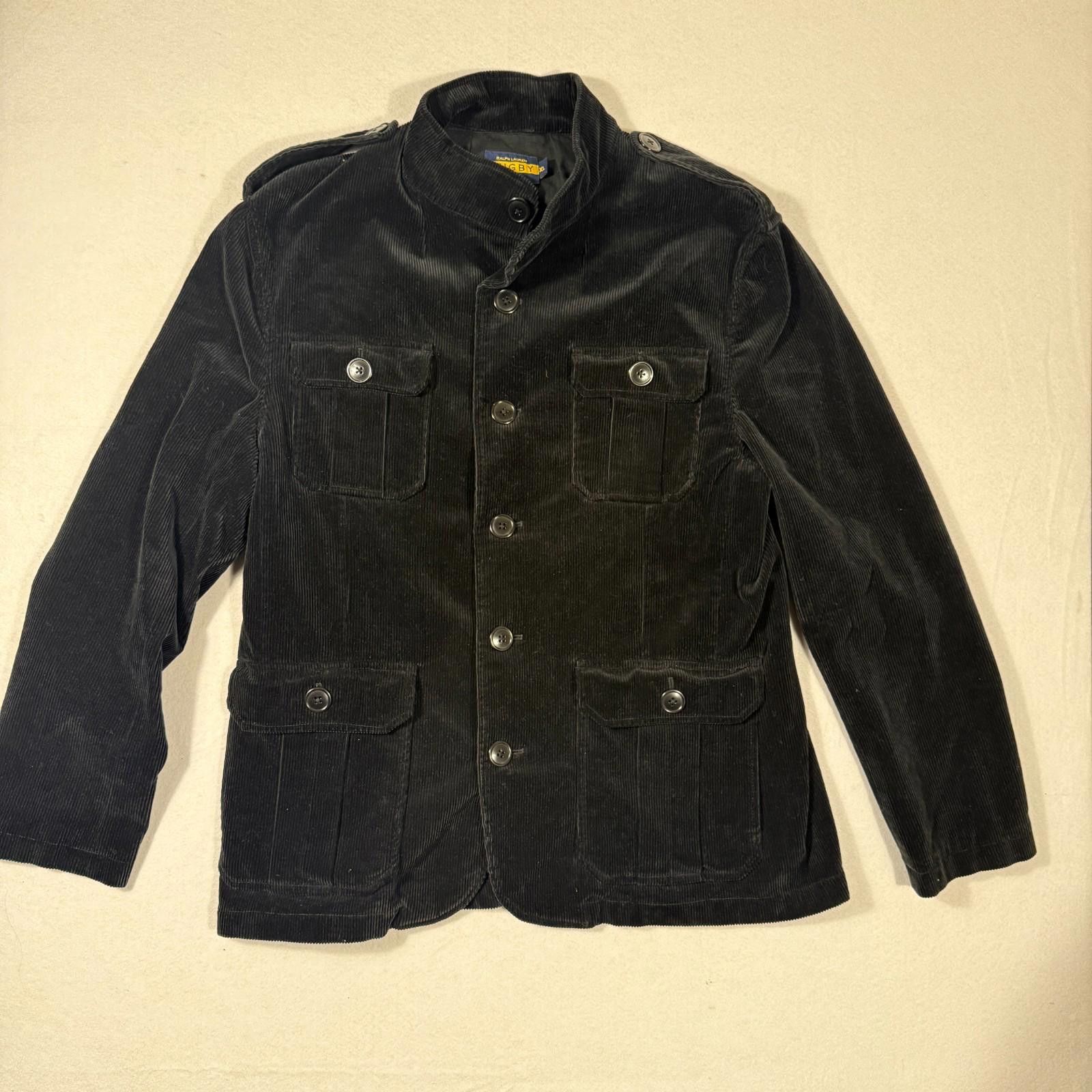 Rugby Ralph Lauren Vintage Rugby Ralph Lauren Corduroy Military Jacket Black XL Size US XL / EU 56 / 4 - 1 Thumbnail