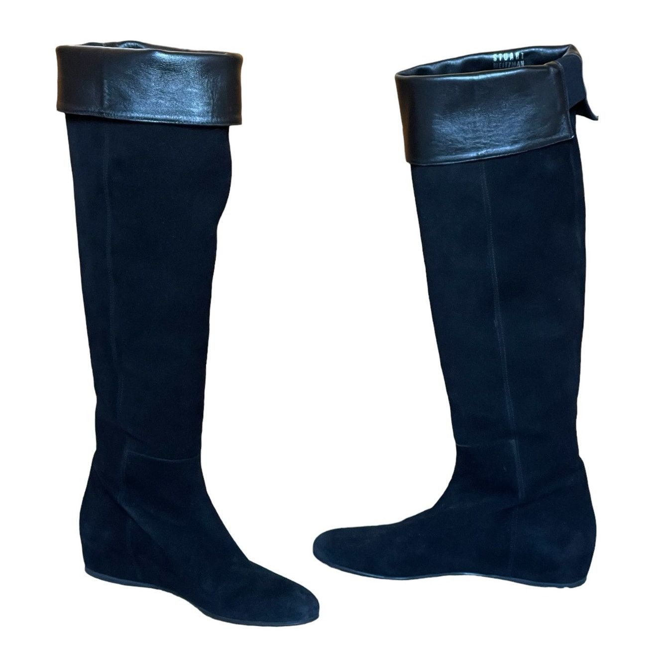 Stuart Weitzman Stuart Weitzman Over the Knee Black Leather Suede Boots 7.5 Size US 7.5 / IT 37.5 - 1 Thumbnail
