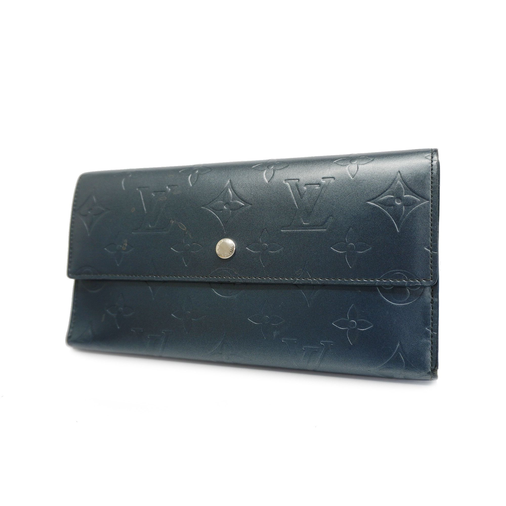Louis Vuitton Trifold Long Wallet Monogram Matte Porto Tresor International  M65105 Blue Men's Louis