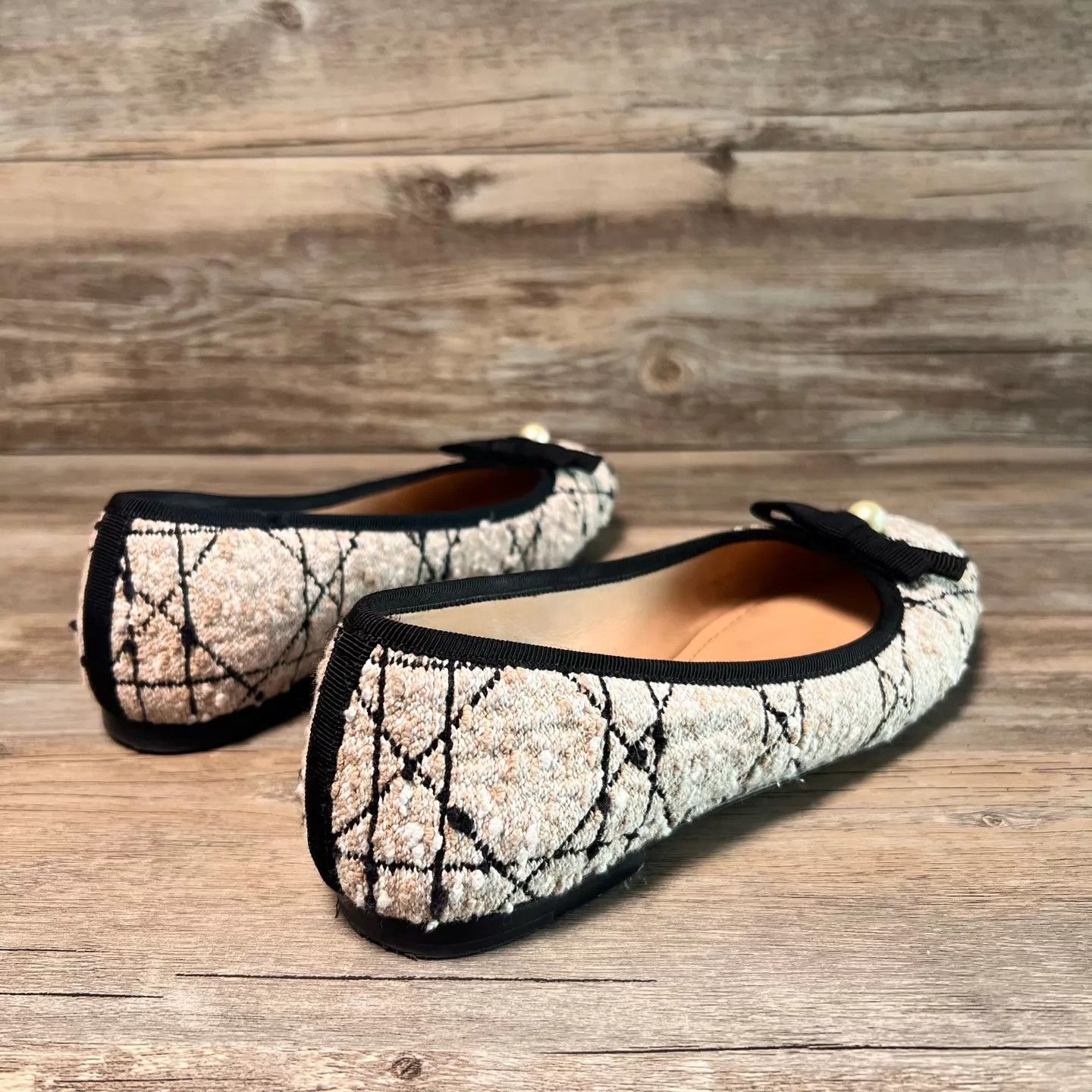 Dior Dior Pearl Quilted Ballet Flats B&W EU36 Size US 5.5 / IT 35.5 - 3 Thumbnail