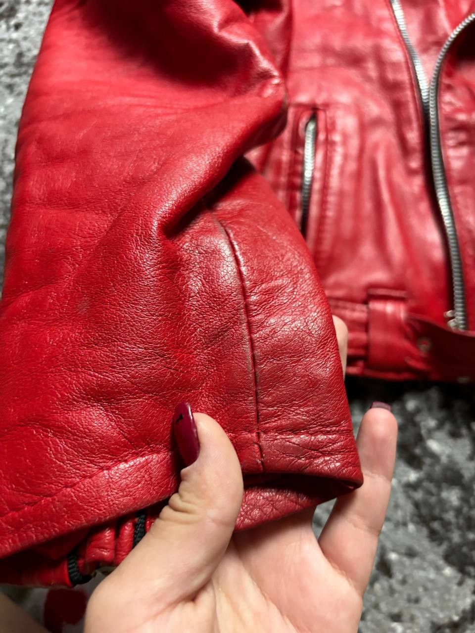 Vera Pelle × Vintage Vintage Y2K Red Leather Vera Pelle Italy Motorcycle Jacket Size M / US 6-8 / IT 42-44 - 3 Thumbnail