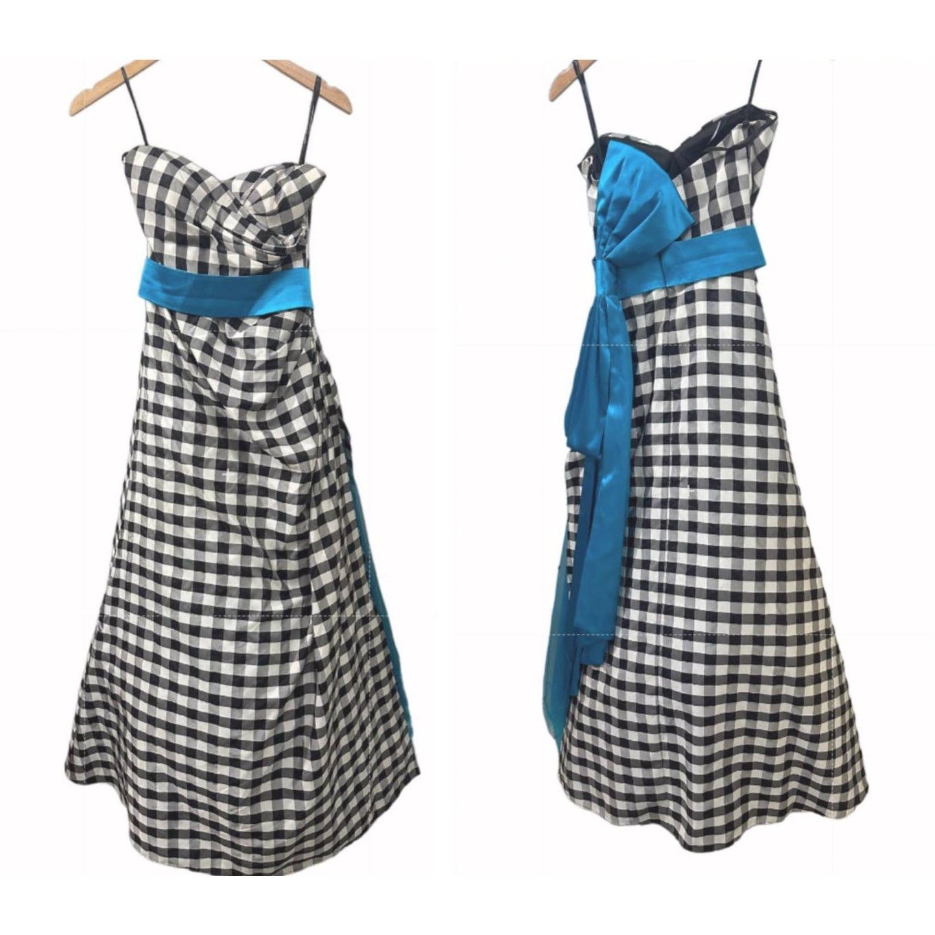 Other HFH Black White Gingham Taffeta Prom Pageant Gown Dress 4 Size S / US 4 / IT 40 - 1 Thumbnail