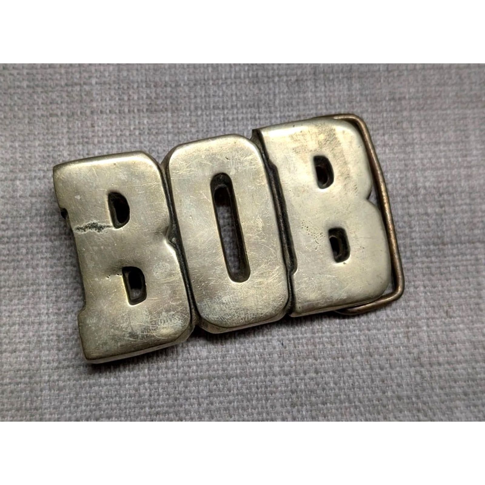 Vintage VINTAGE belt buckle BOB western SOLID BRASS cowboy NAMED 2 x 3" fits belt 1.75" brass Mens leather? Size ONE SIZE - 2 Thumbnail