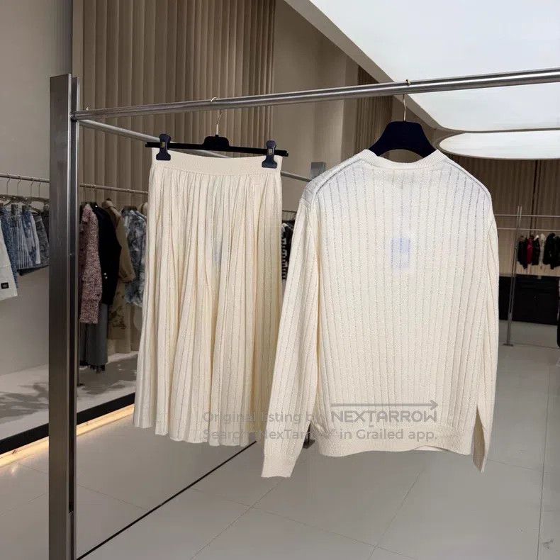 Loro Piana Loro Piana Ivory Stripe Knit Cashmere Silk Set Size S / US 4 / IT 40 - 2 Thumbnail