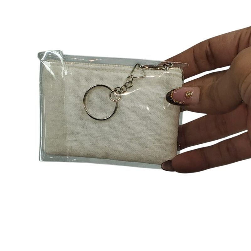 Other Canvas Coin Purse Keychain Elephant Design Small Zip Wallet Size ONE SIZE - 2 Thumbnail