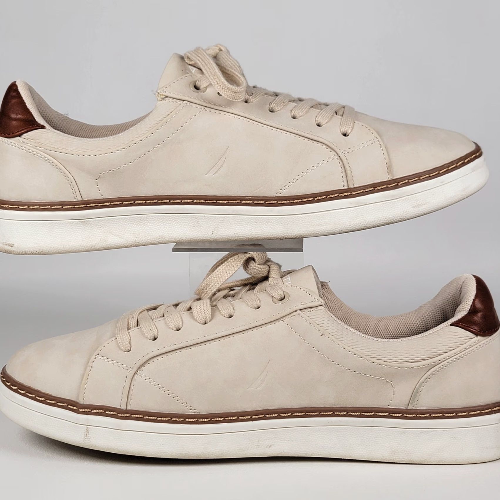 Nautica VINTAGE NAUTICA NAUTIC TURVO Sneaker Men Athletic Leather Rubber Beige Taupe 11 US 10.5 UK 44 EU Casual Activewear Size US 11 / EU 44 - 5 Thumbnail