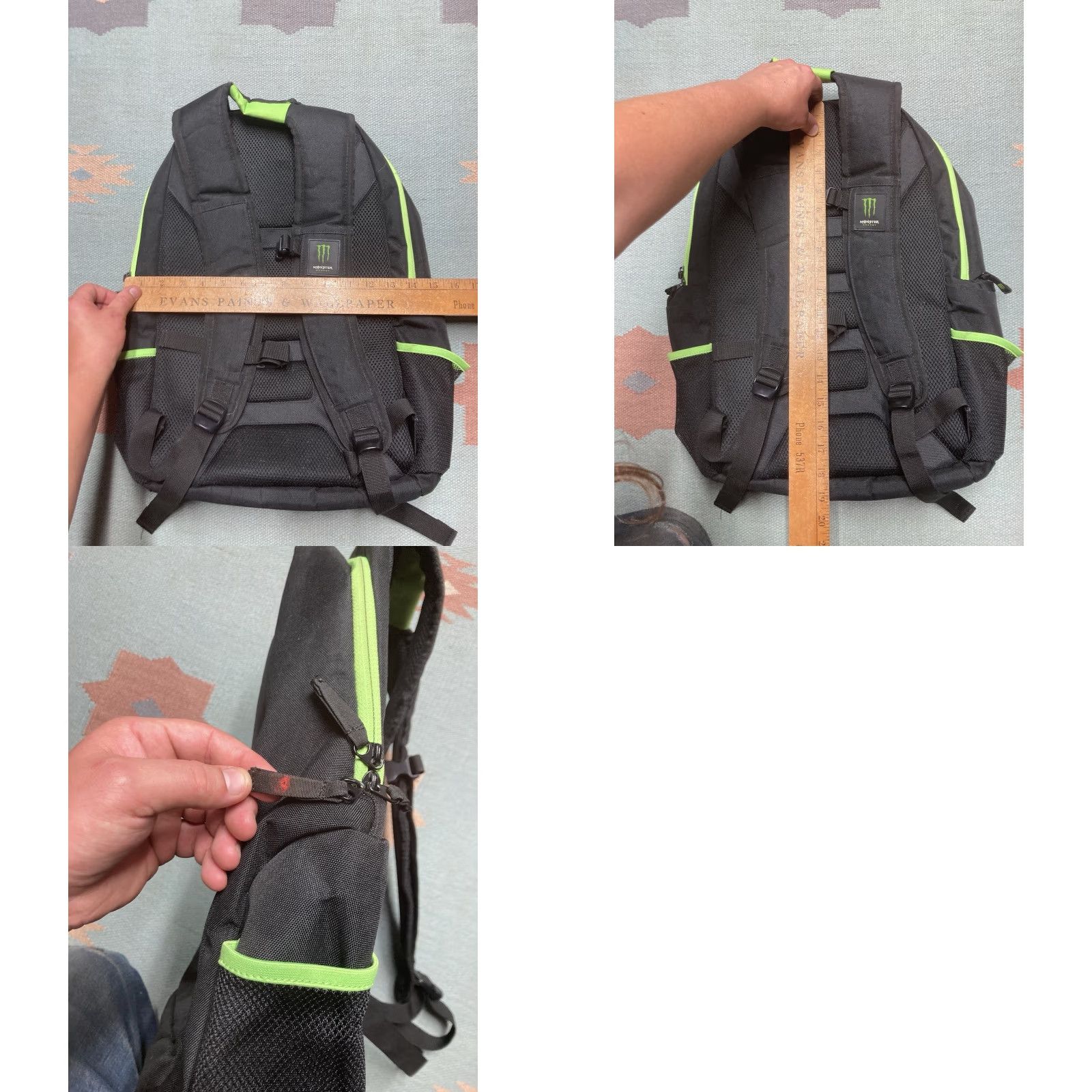 Logo 7 Monster energy Backpack Black Green Logo College School Men Backpack Size ONE SIZE - 8 Thumbnail