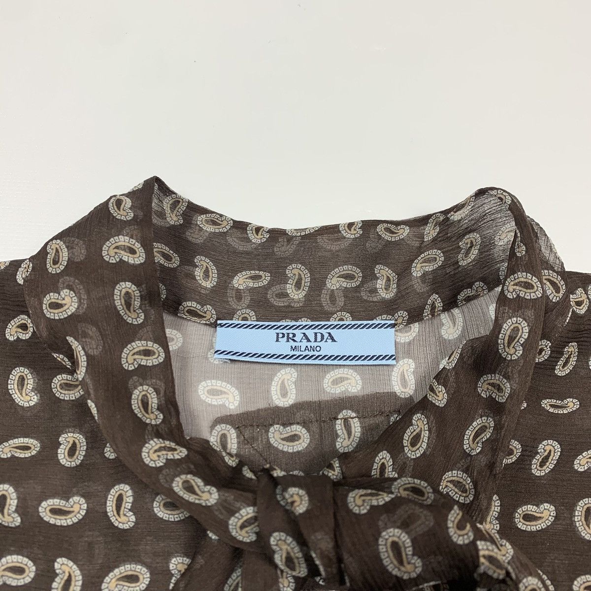 Prada Prada Paisley Print Silk Chiffon Sheer Blouse Brown Size 44 Size S / US 4 / IT 40 - 11 Thumbnail