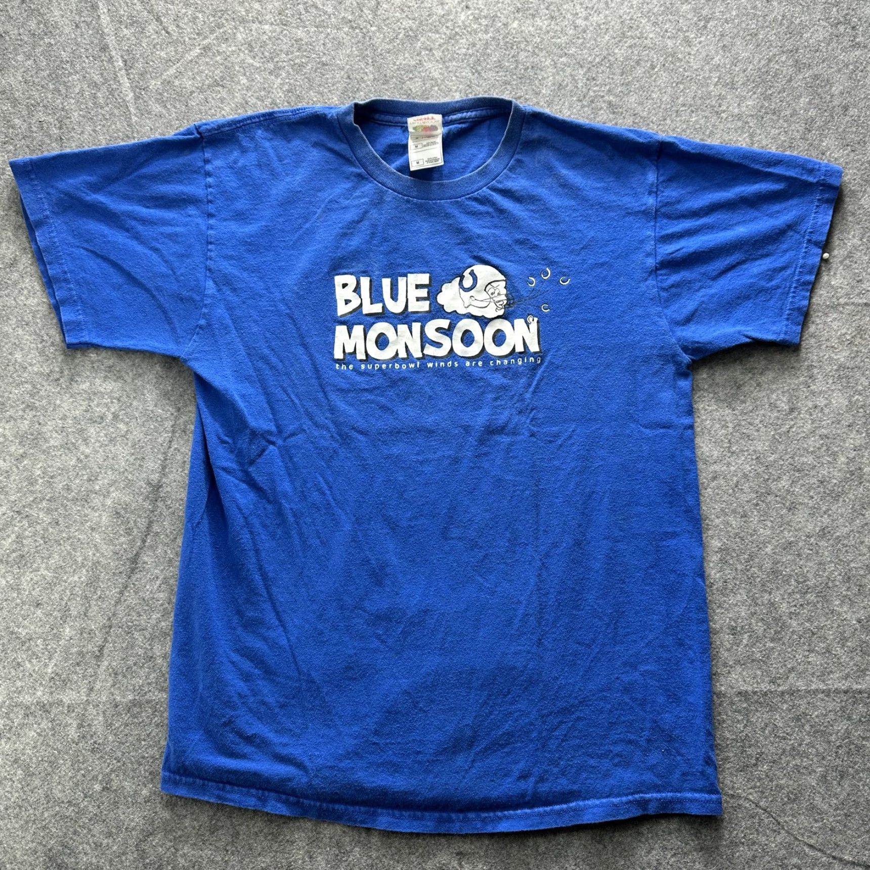 Fruit Of The Loom Fruit of the Loom Shirt Mens Medium Blue Football Graphic Tee Monsoon Blue Monsoon Football Owl Graphic Crew Neck Short Sleeve Heavyweight Cotton Size US M / EU 48-50 / 2 - 2 Thumbnail