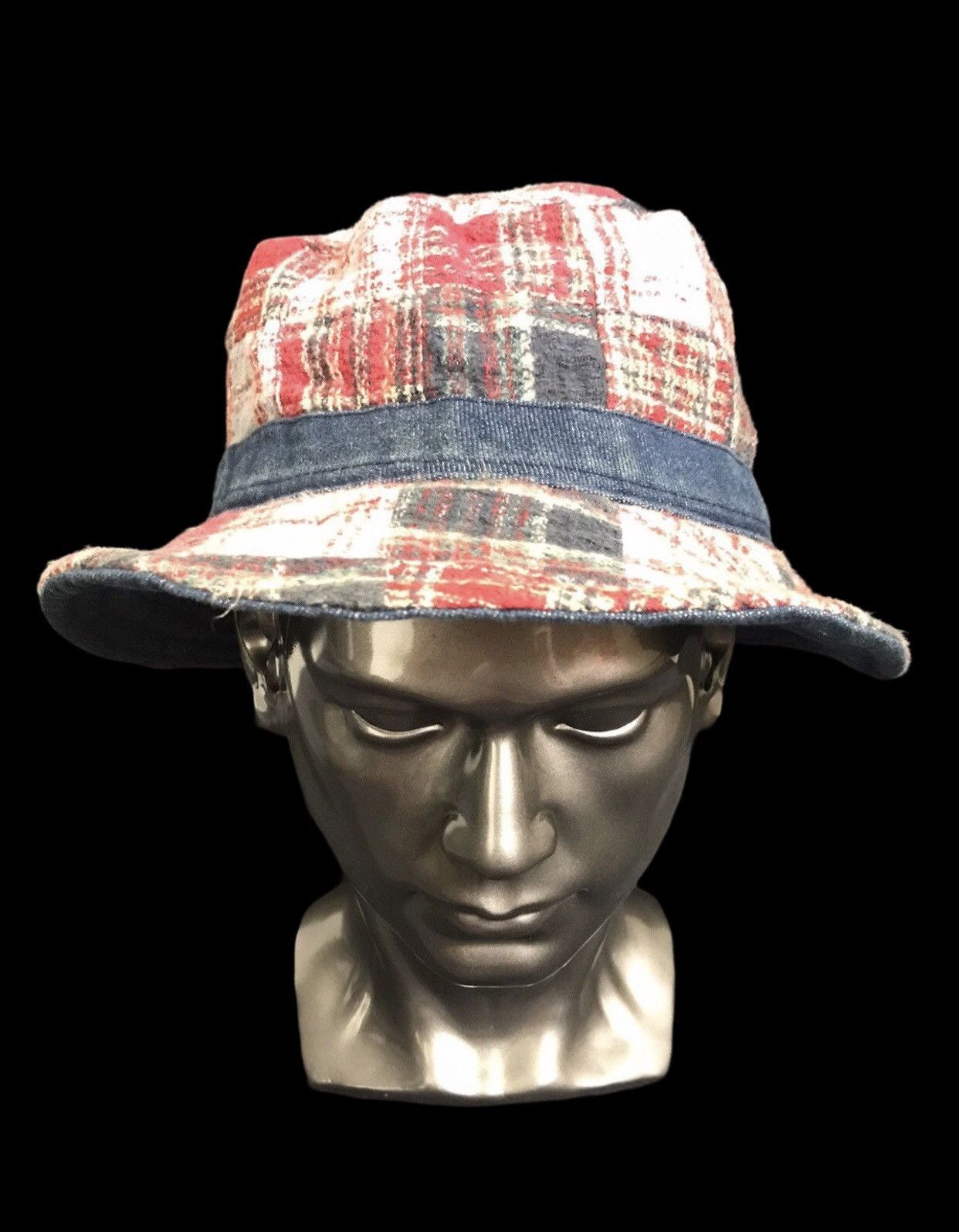 Japanese Brand Denim Patch Work Reversible Bucket Hat Size ONE SIZE - 2 Thumbnail
