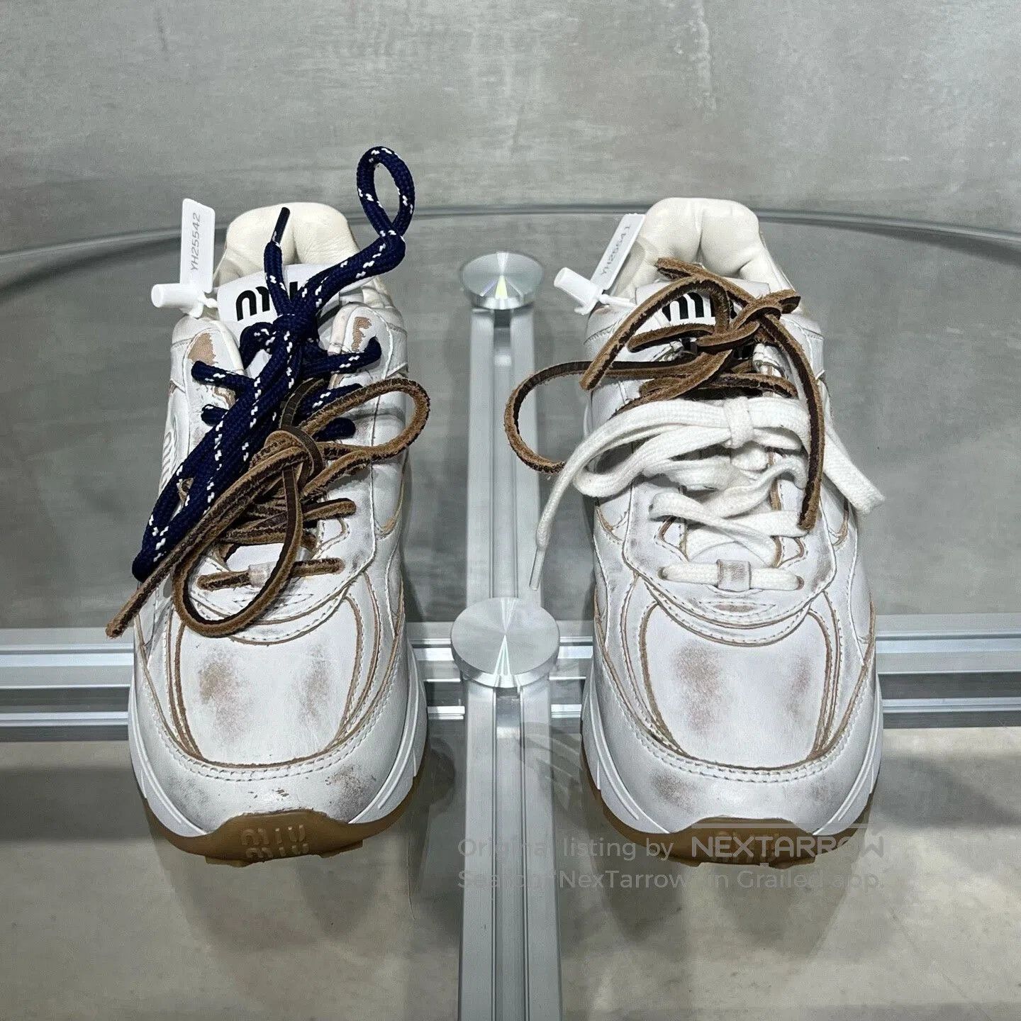 Miu Miu Miu Miu x NB 25SS Distressed White Sneakers. Size US 4 / IT 34 - 1 Thumbnail