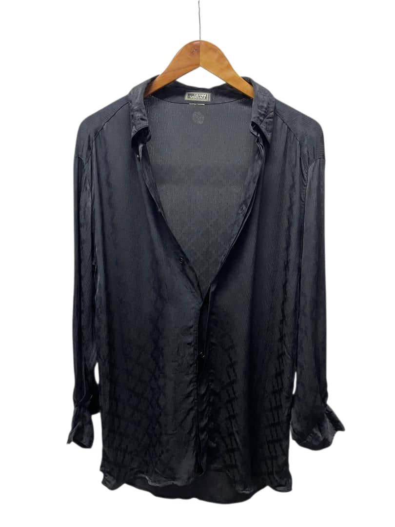 Versace GIANNI VERSACE Black Silk Hidden Long Sleeve Size US M / EU 48-50 / 2 - 9 Thumbnail