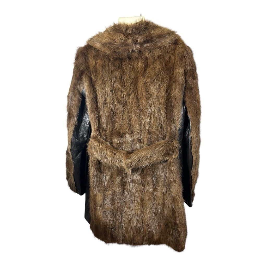 Handmade Rare Vintage Mob Wife Real Mink Fur and Leather Long Coat Size M / US 6-8 / IT 42-44 - 2 Thumbnail