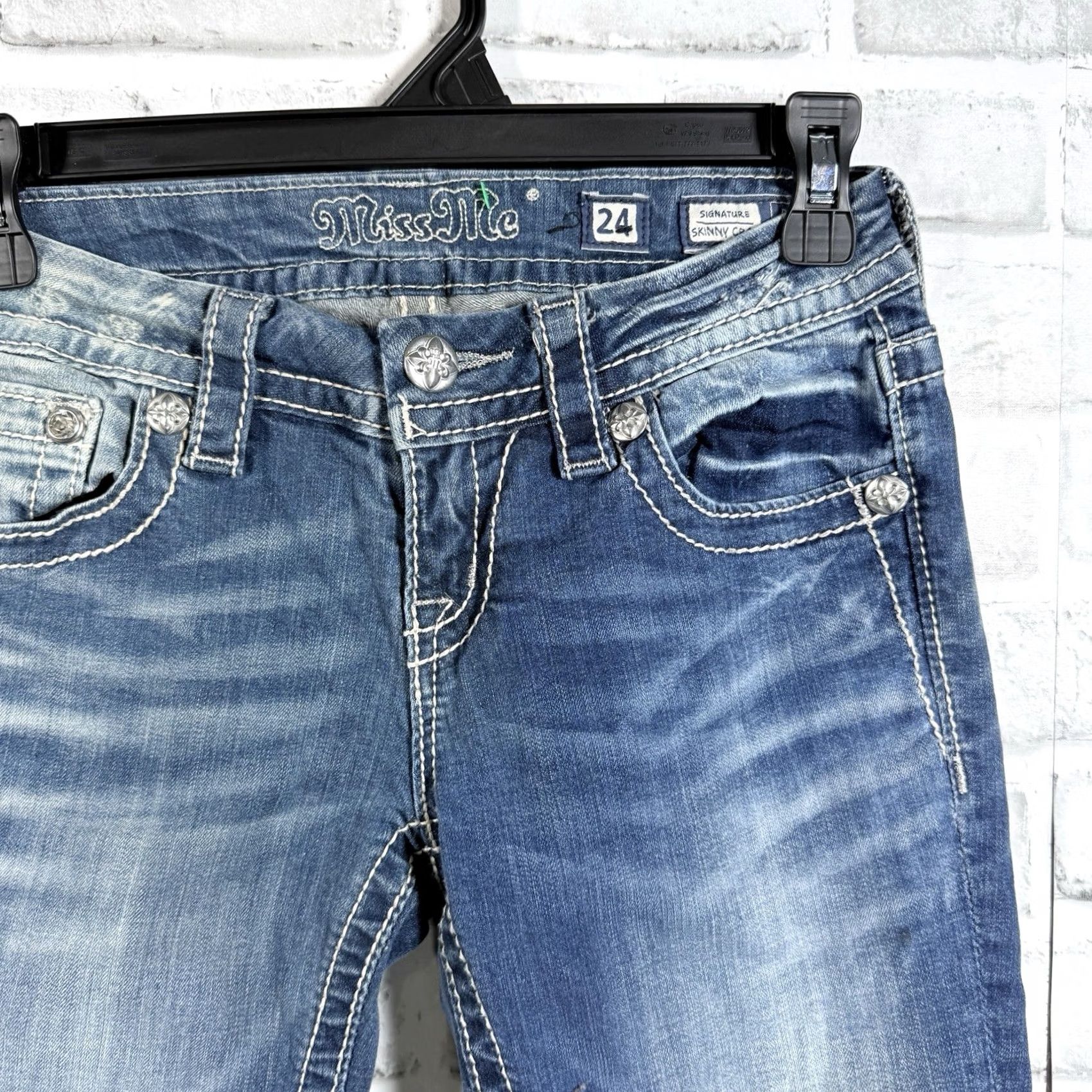 Miss Me Miss Me Jeans Womens Size 24 26 Blue Cotton Skinny Crop Casual Denim Shirts No Size 42" / US 20 - 2 Thumbnail