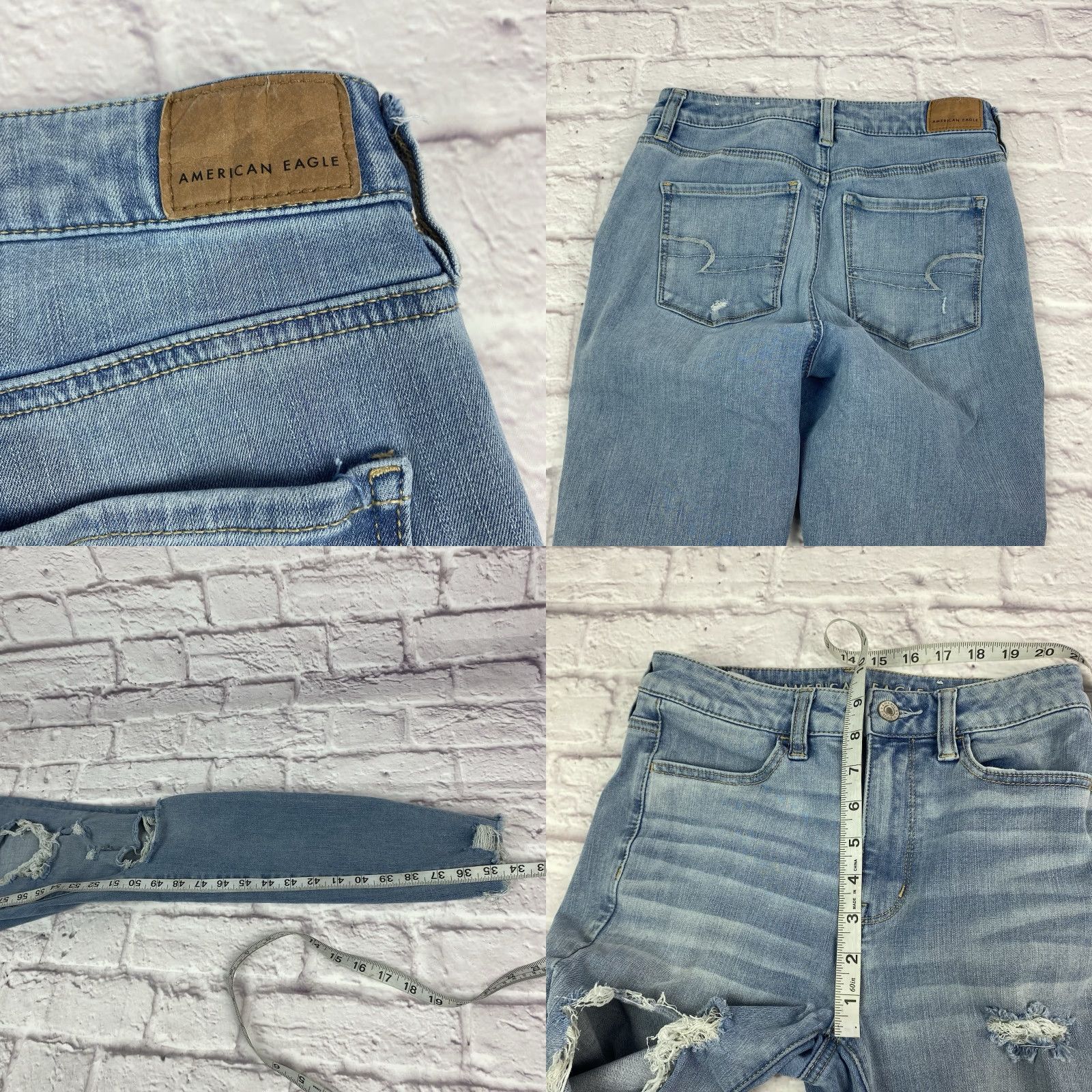 American Eagle Outfitters American Eagle Jeans Junior Teen Size 4 Jegging Light Wash Distressed Frayed Hem Size 27" / US 4 / IT 40 - 8 Thumbnail