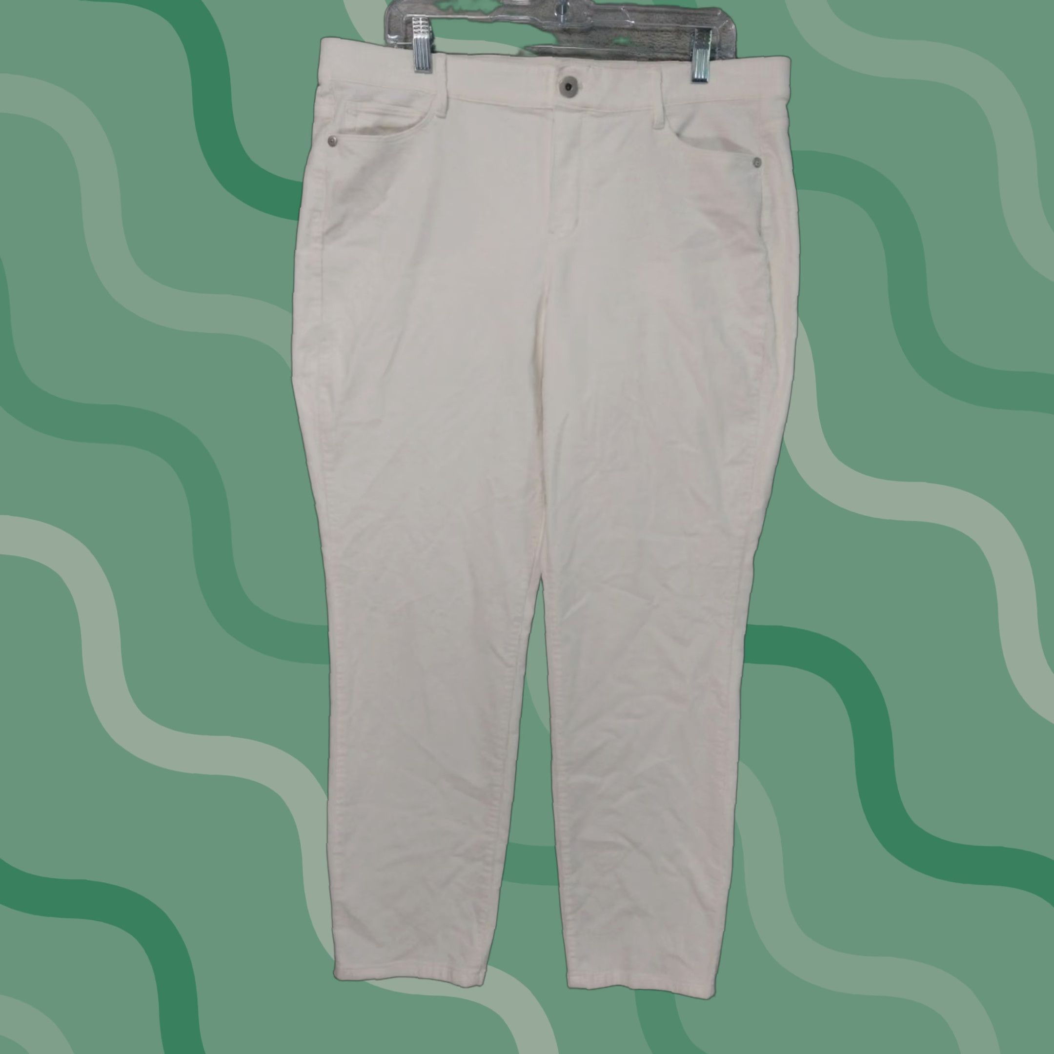 J. Jill J Jill Pants Womens Large White Corduroy Skinny High Rise Stretch Ankle Wide Inseam 28.5 in Casual Travel Regular Womens Size 36" / US 14 / IT 50 - 1 Thumbnail