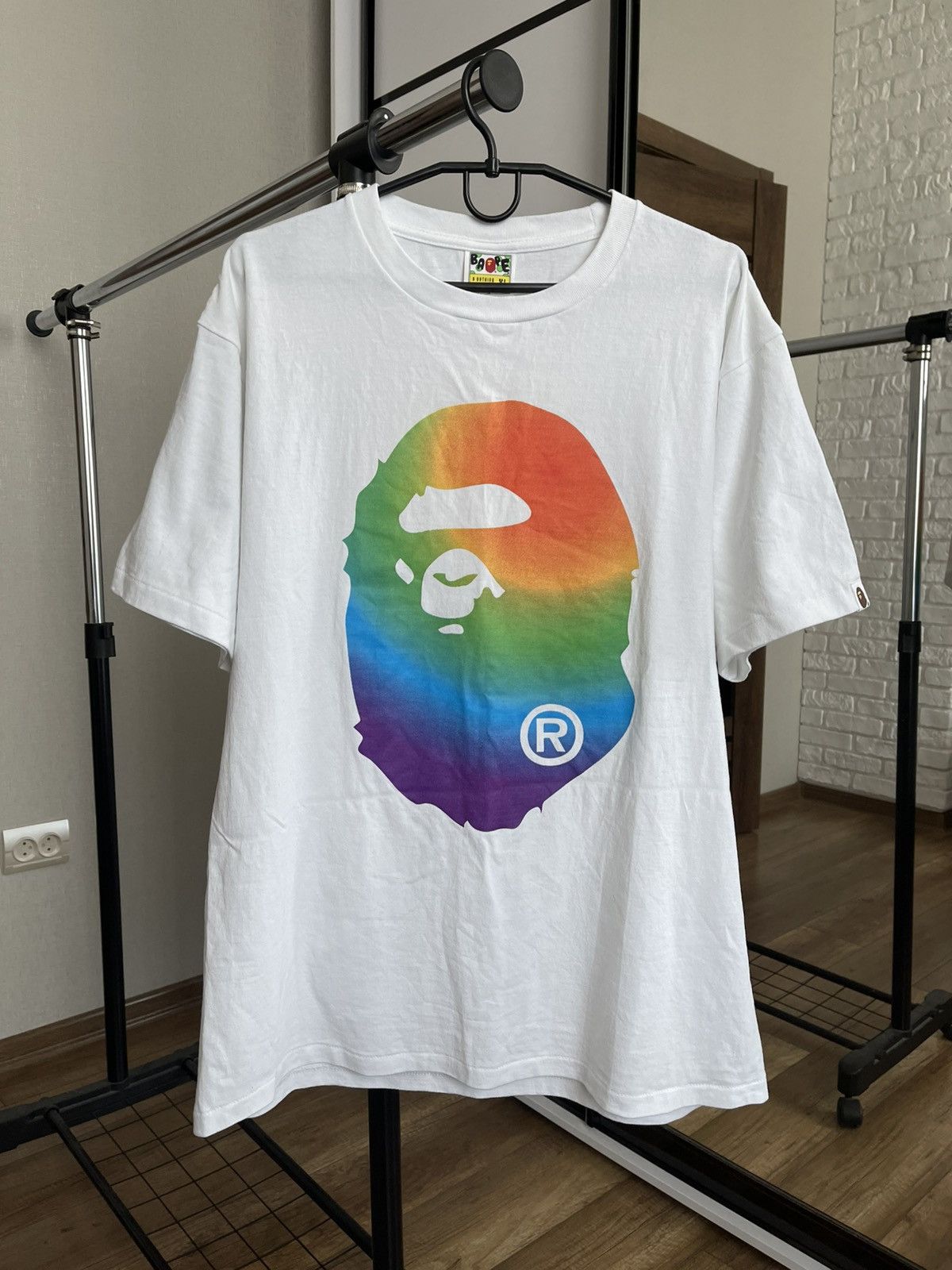 A Bathing Ape Bape Rainbow Logo T-Shirt Tee