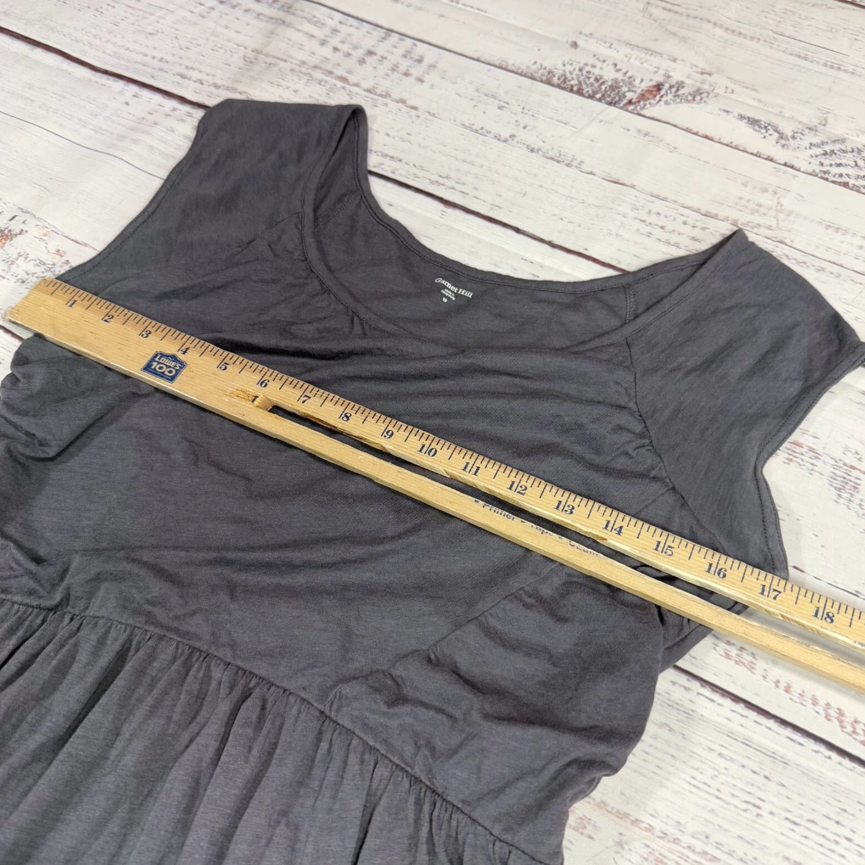 Vintage Garnet Hill Gray Sleeveless Dress Fit & Flare Casual Stretch Lined Sz 10 Size L / US 10 / IT 46 - 2 Thumbnail