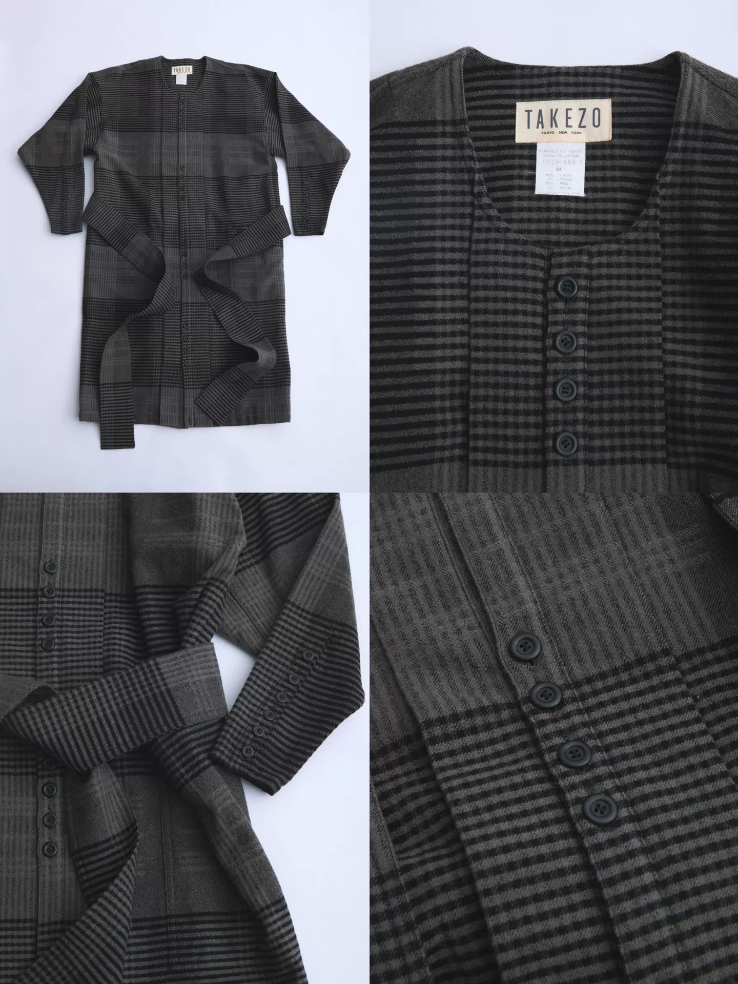 Other TAKEZO TOYOGUCHI 90s Checkered Tie-Belt Dress/Jacket Size M / US 6-8 / IT 42-44 - 9 Thumbnail