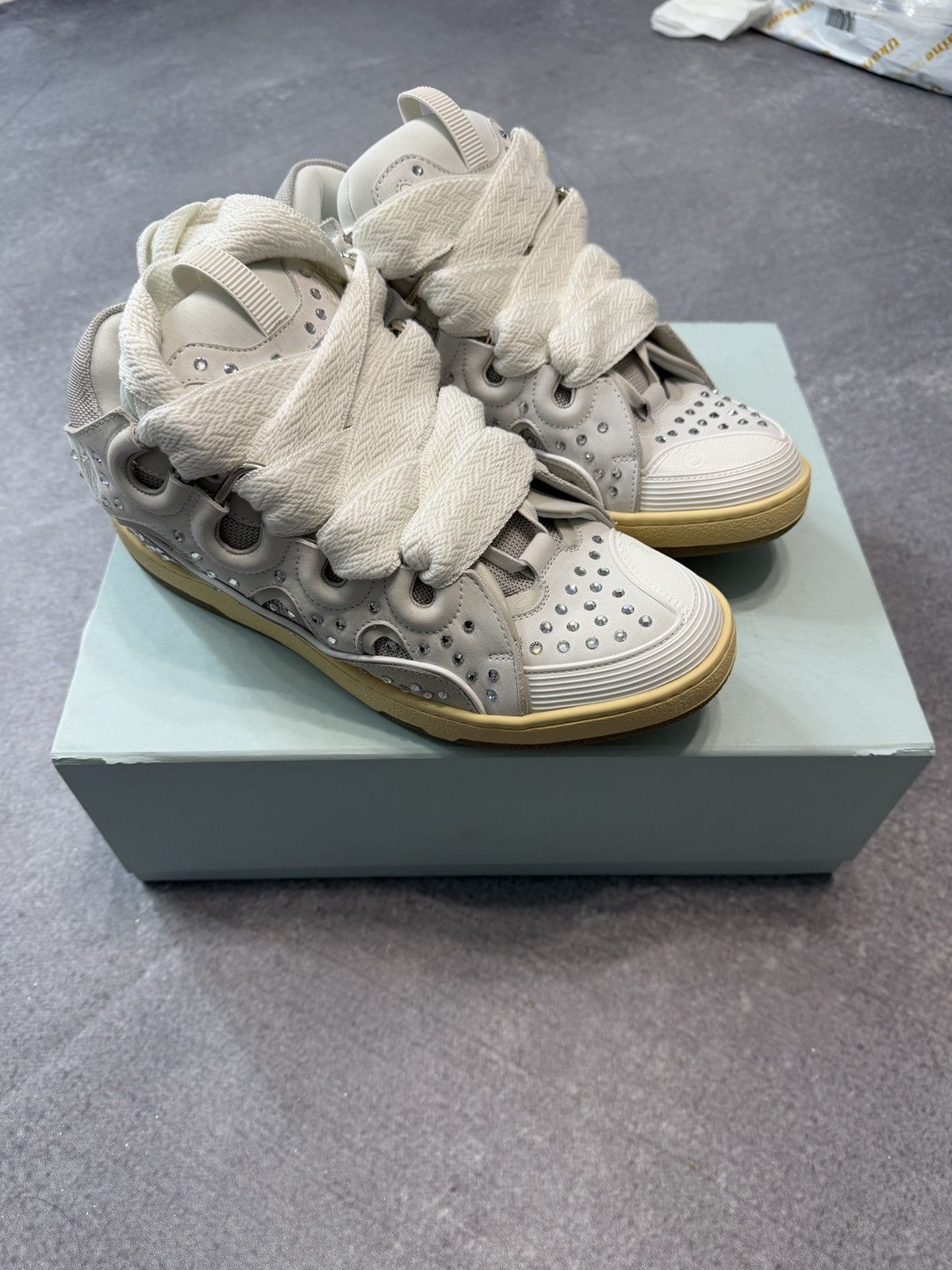 Lanvin Lanvin Curb Rhinestones/ Moon 41 Sneakers White Size US 11 / EU 44 - 1 Thumbnail