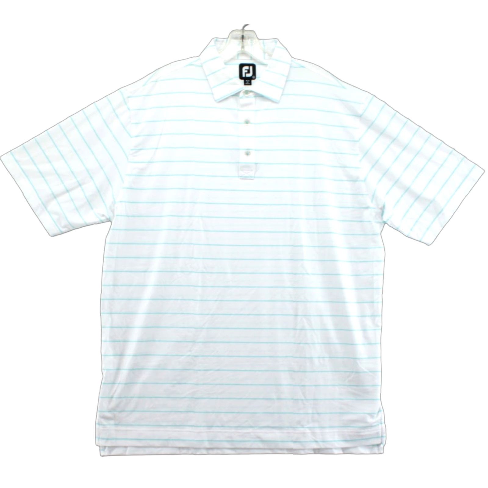 Footjoy FootJoy Polo Shirt Men's XL White Micro Blue Stripe Golf FJ Logo Size US XL / EU 56 / 4 - 1 Thumbnail