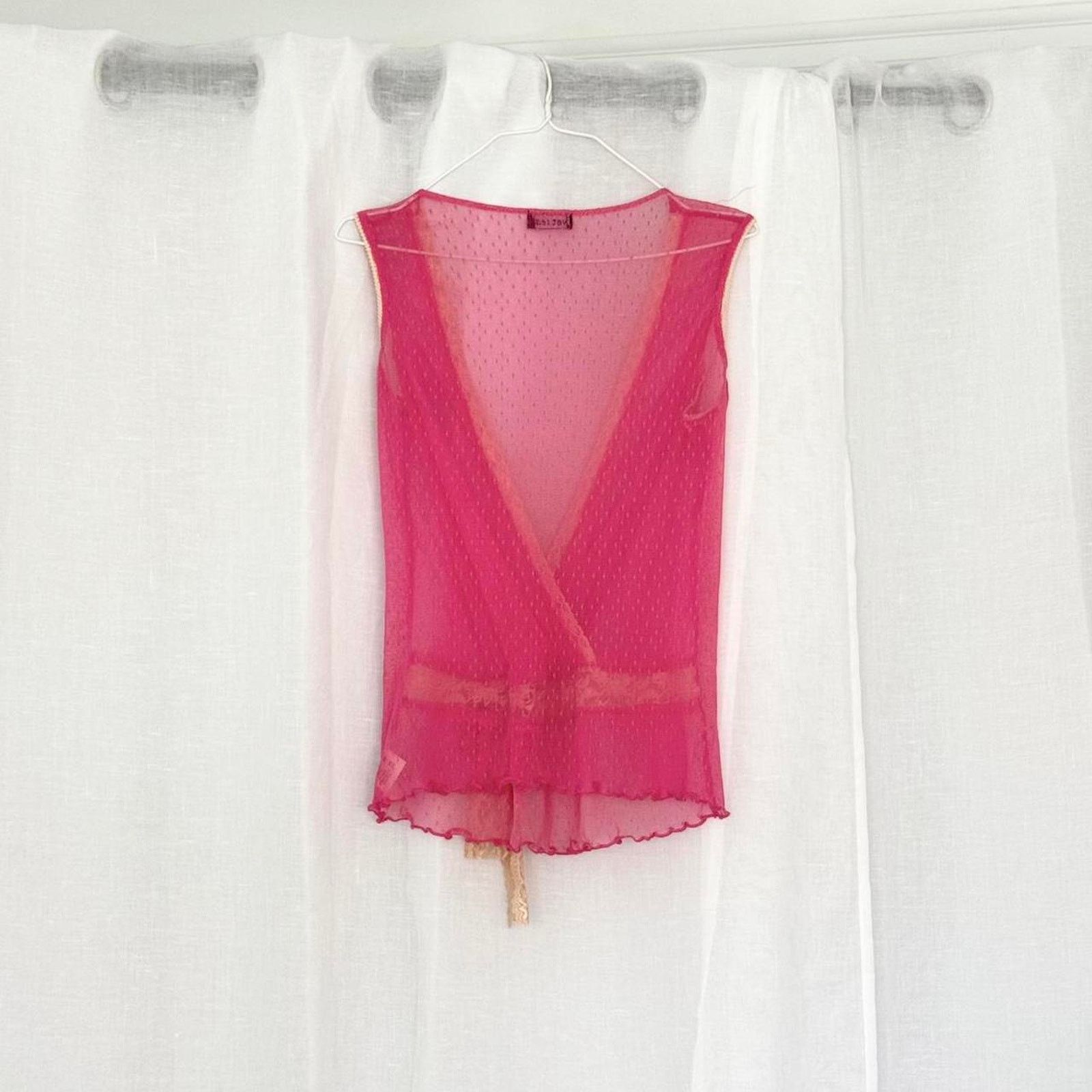 Vintage ✿ y2k sheer mesh lace wrap top wet seal ✿ Size L / US 10 / IT 46 - 6 Thumbnail