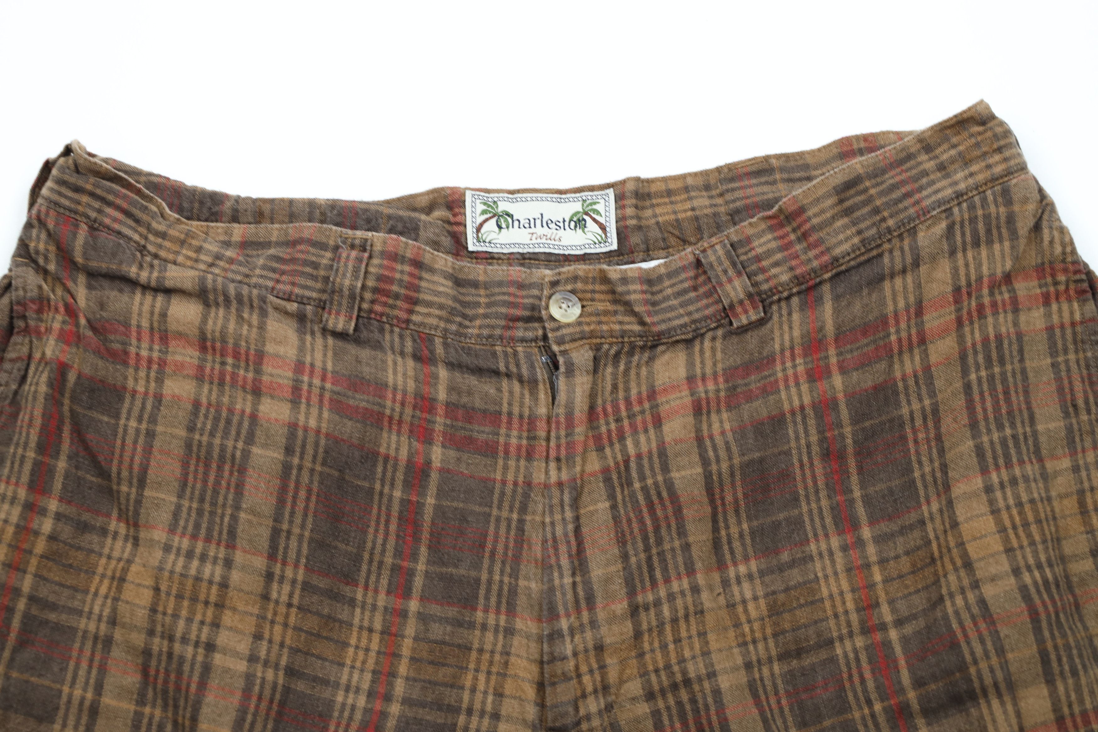 Vintage Vintage 90s Streetwear Linen Golfing Chino Shorts Plaid Size US 38 / EU 54 - 2 Thumbnail