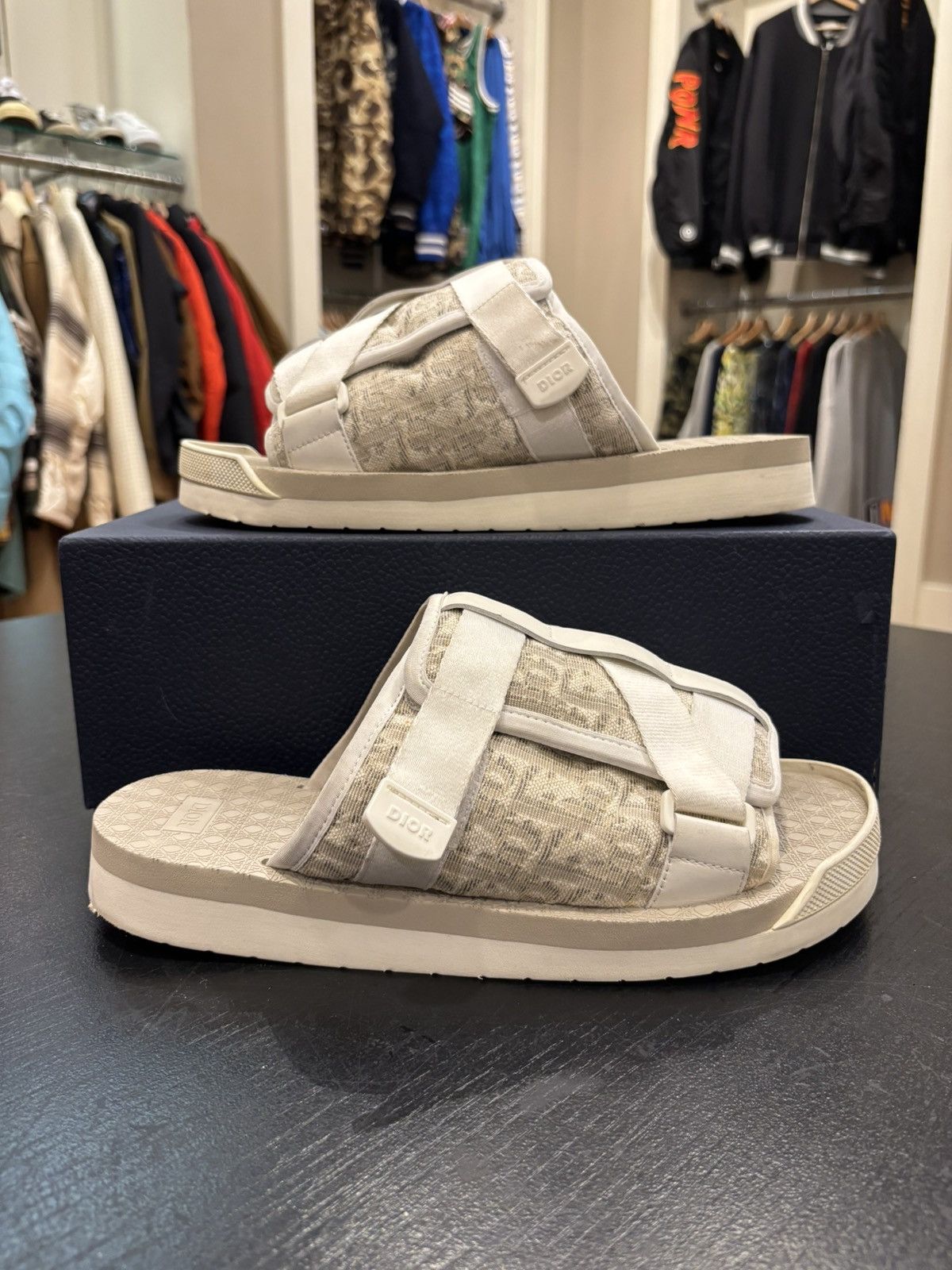 Dior Alpha Sandal Off-White Beige Christian Dior Oblique Jacquard Alpha Sandal Off White  main image 4