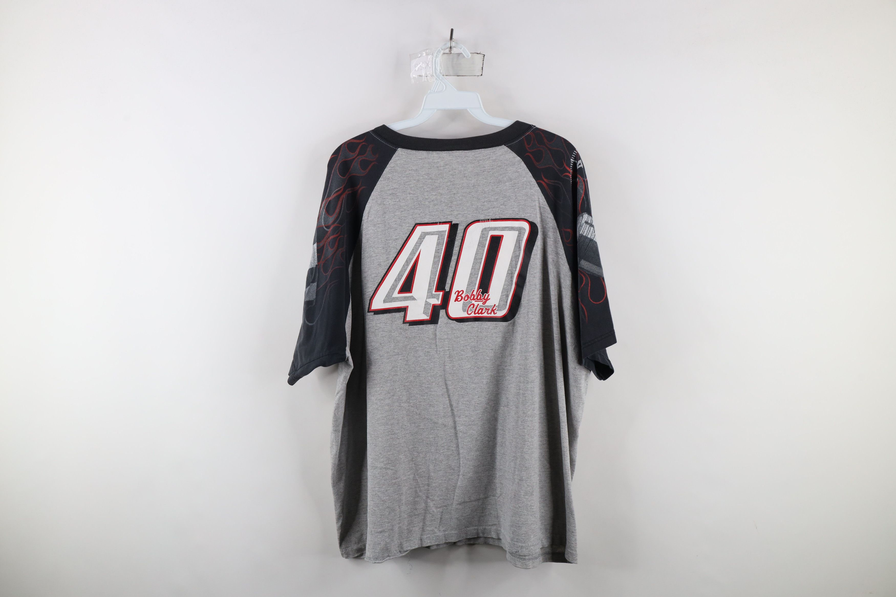 Vintage Vintage 90s Davis Bros Bobby Clark Racing Flames T-Shirt Size US XL / EU 56 / 4 - 14 Thumbnail