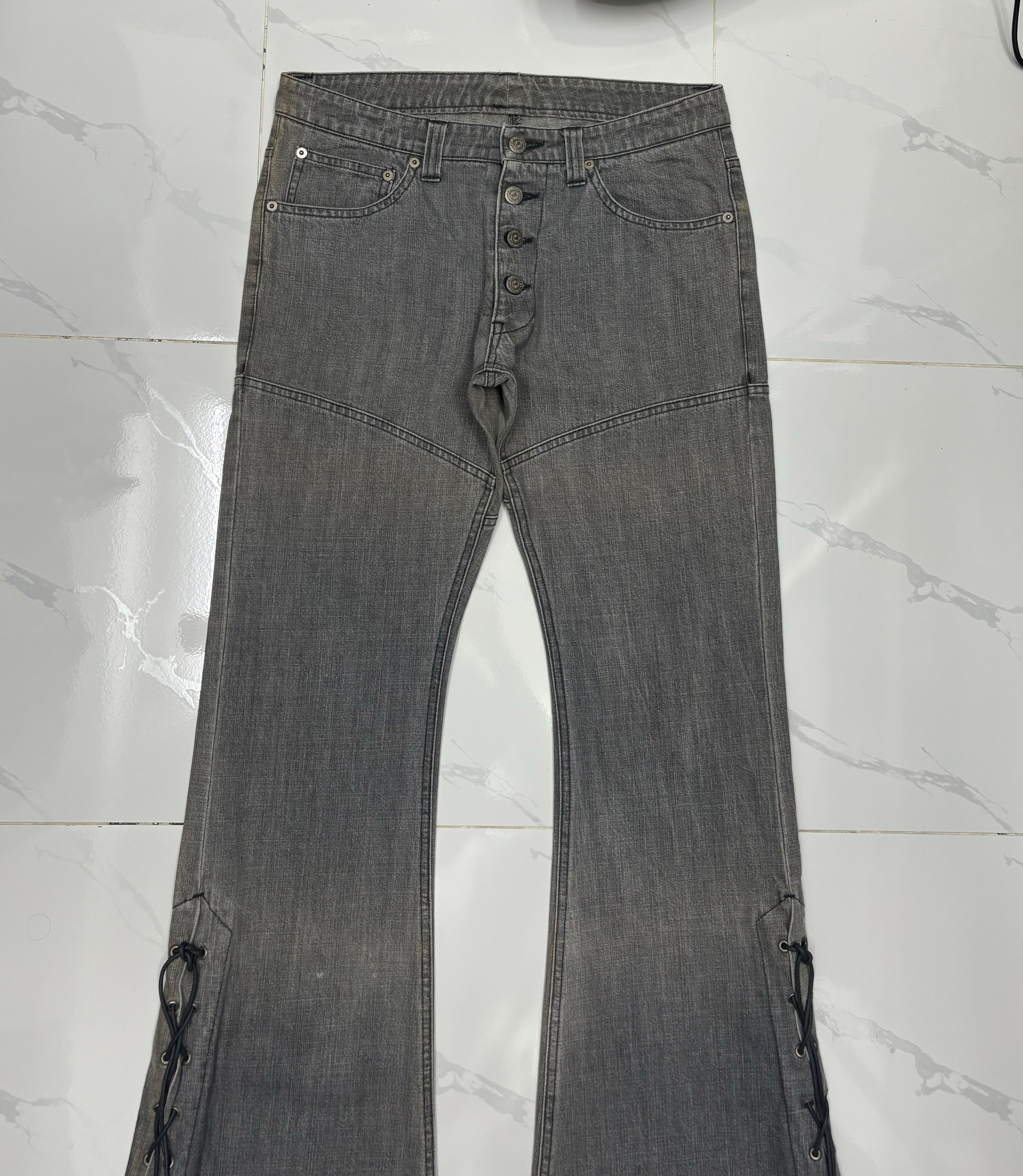 Tornado Mart Tornado Mart Lace Up Flare Jeans Faded Grey Size US 30 / EU 46 - 7 Thumbnail