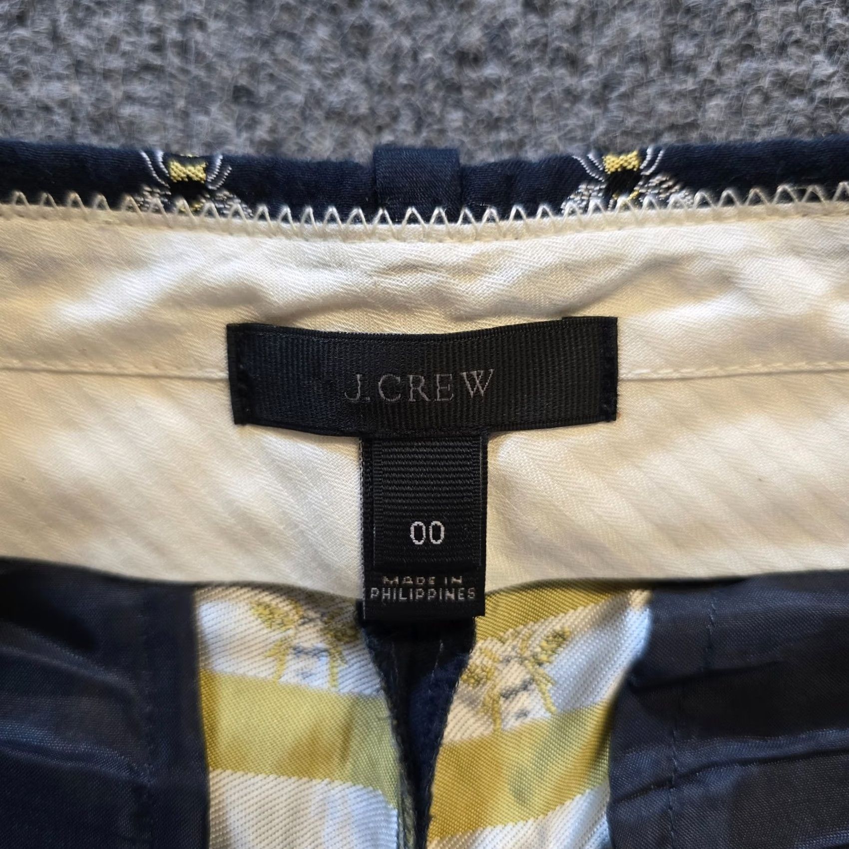 J.Crew J.CREW Pants Womens Size 00 Blue Bee Bumblebee Chino Flat Front Whimsy Career Pants Chino Regular 26.5in Inseam Womens Size 24" / US 00 / IT 34 - 4 Thumbnail