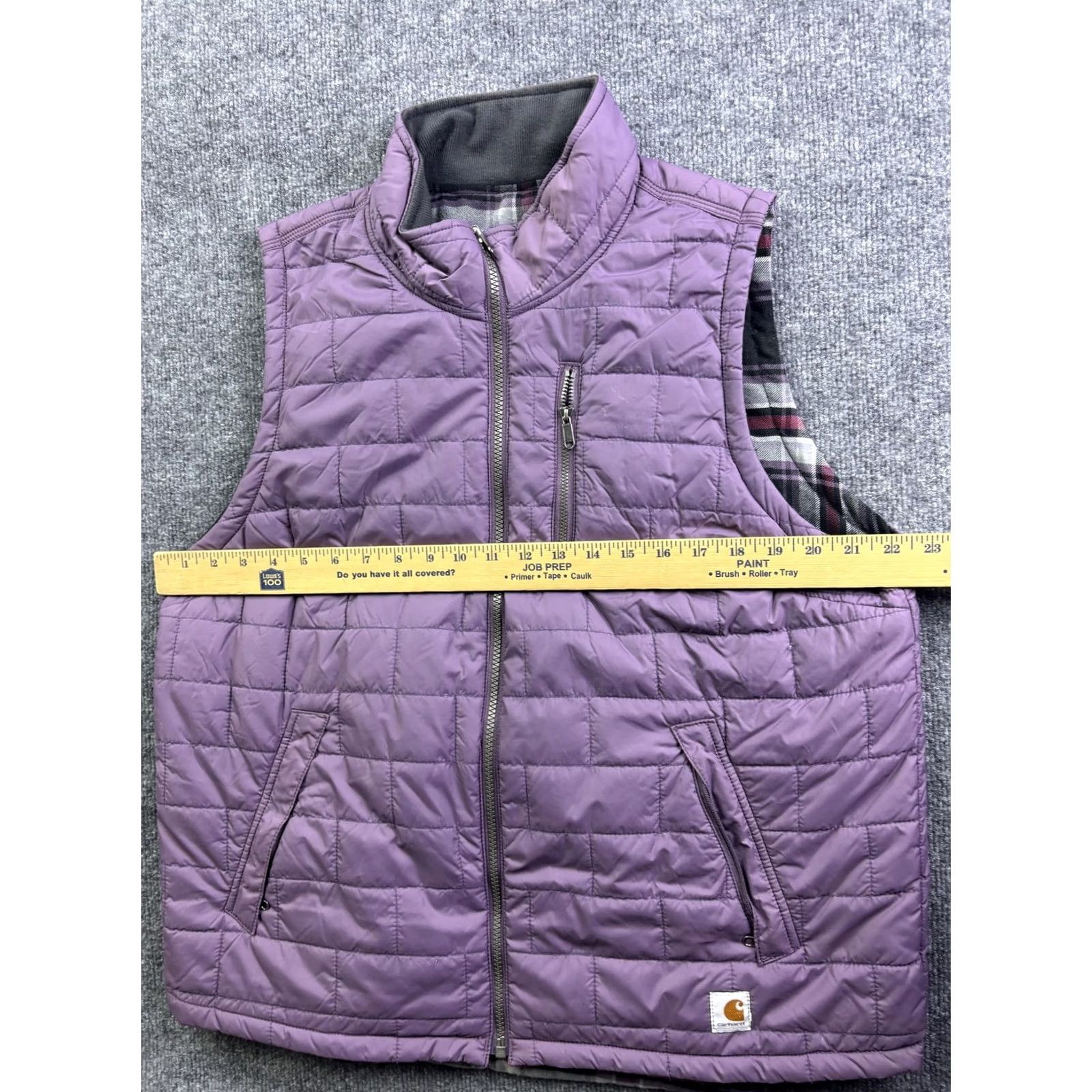 Carhartt VINTAGE Carhartt Vest Womens XL Purple Quilted Reversible Plaid Flannel Lined Outdoor Size XL / US 12-14 / IT 48-50 - 3 Thumbnail