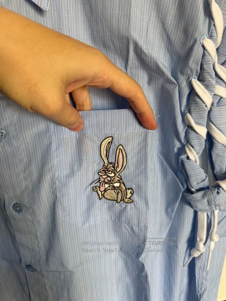 Other Martine Rose Blue Stripe Bugs Bunny Embroidered Shirt Size XS / US 0-2 / IT 36-38 - 3 Thumbnail