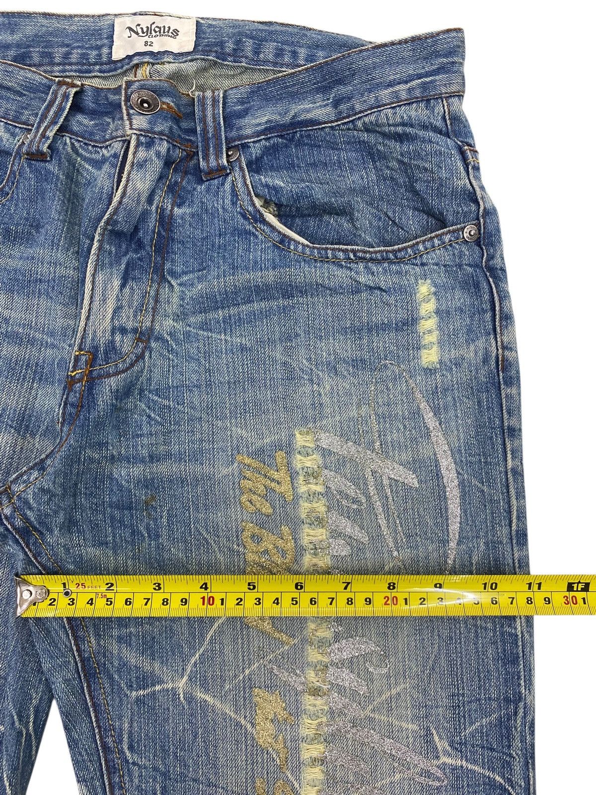 Japanese Brand Japanese Brand Light Wash HoneyComb Style Straight Leg Jeans Size US 31 - 7 Thumbnail