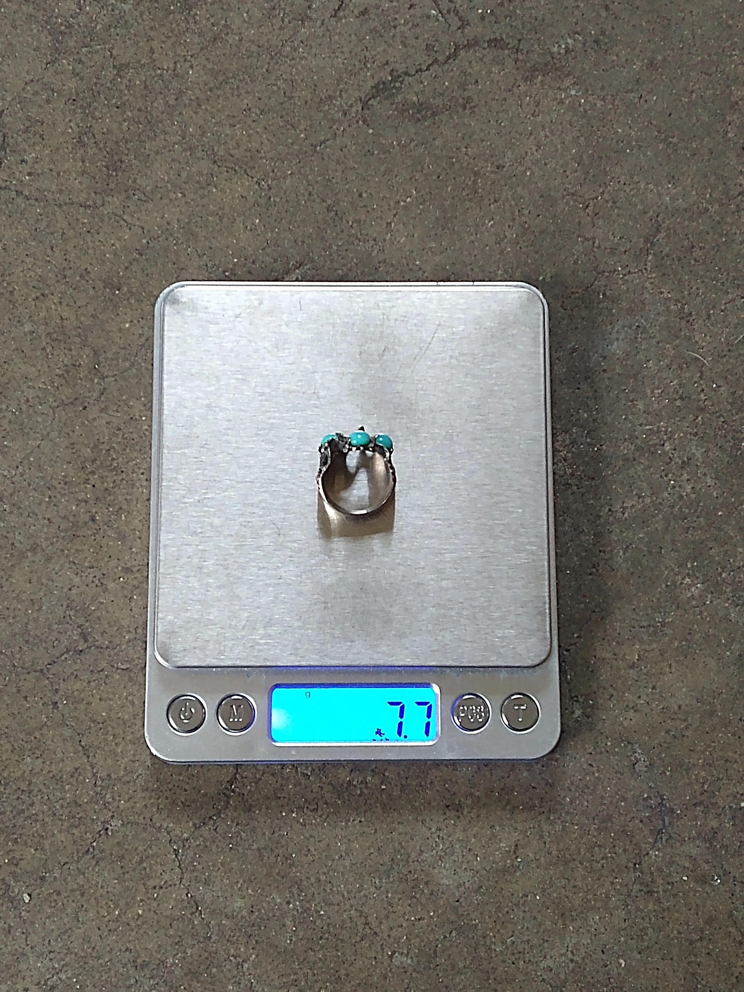 Jewelry Vintage Sterling Silver Ring Turquoise 6.5 Brutalist Modern Size ONE SIZE - 15 Thumbnail