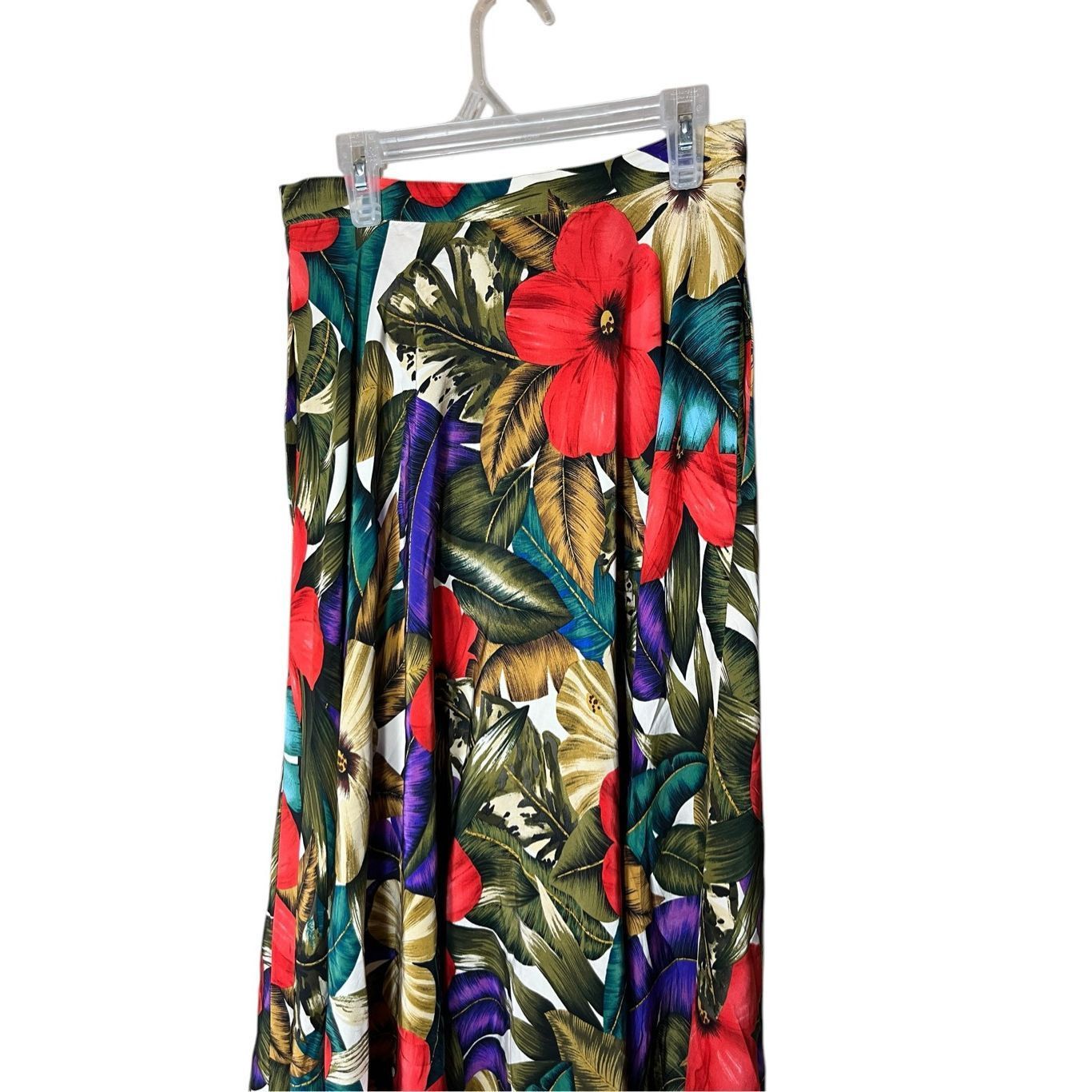 Other Vintage Dana Buchman 90s Hibiscus Floral Print Silk Button Front Skirt 4 Size 27" / US 4 / IT 40 - 6 Thumbnail