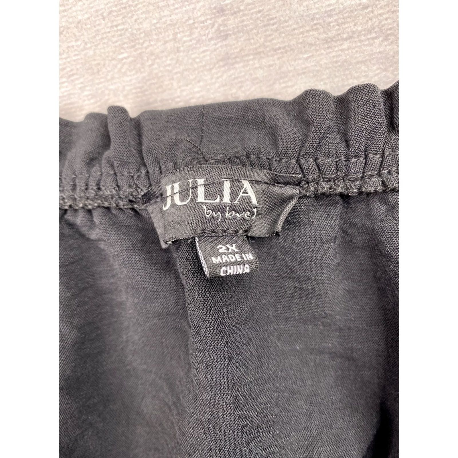 Vintage Julia by Love J Womens Blouse 2X Black Off Shoulder 1/2 Sleeve Ruffled Chiffon Casual Cute Hippie 90s Festival Party Womens Size XXL / US 16-18 / IT 52-54 - 3 Thumbnail