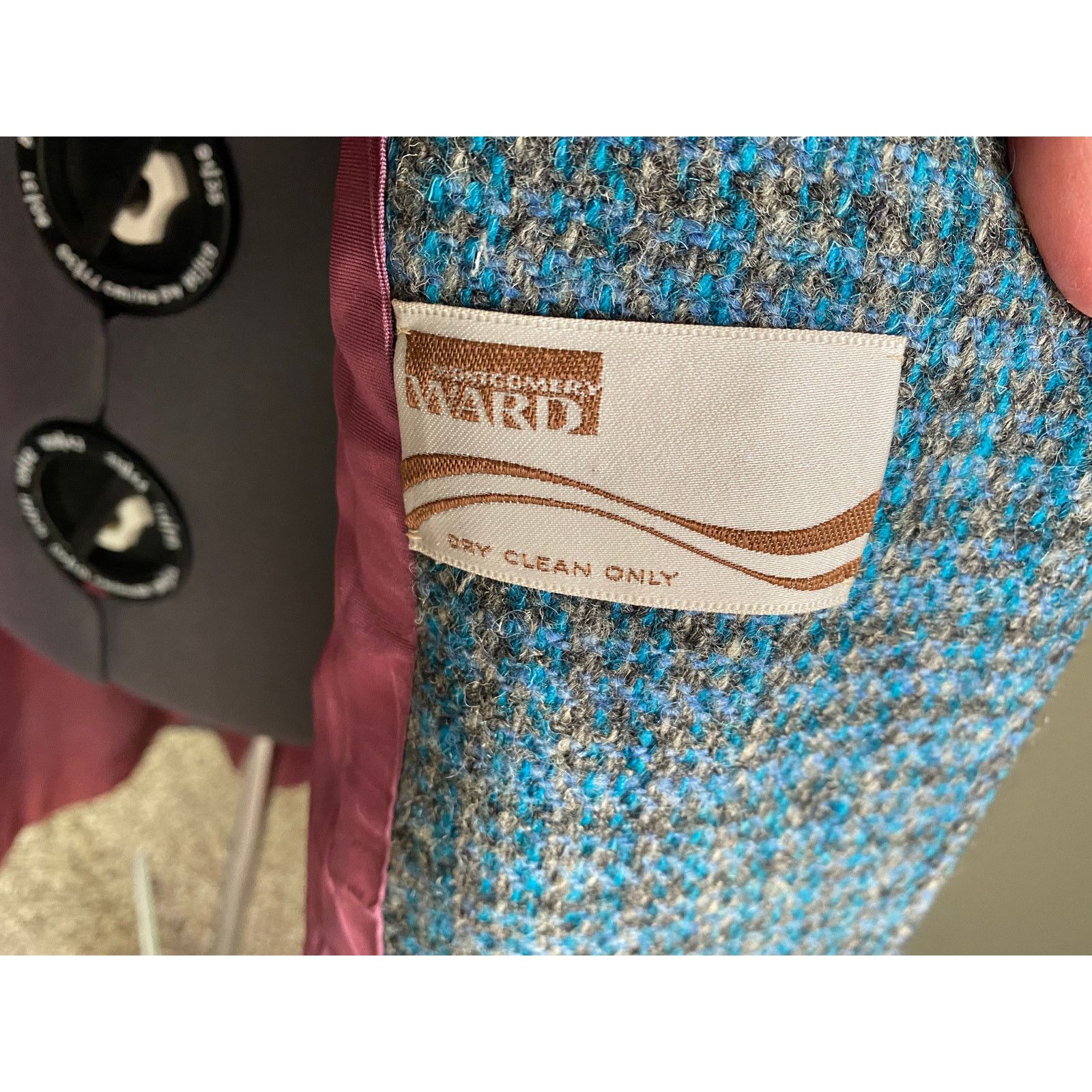 Vintage swing coat plaid blue gray vintage wool 1970s Size L / US 10 / IT 46 - 8 Thumbnail