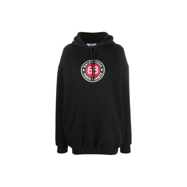 Balenciaga Balenciaga Black Logo Print Hooded Sweatshirt 0079-2507 Size M / US 6-8 / IT 42-44 - 1 Thumbnail