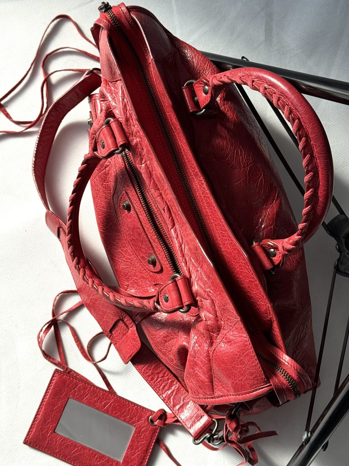 Balenciaga Authentic Balenciaga Red City Bag Real Leather Handbag Size ONE SIZE - 3 Thumbnail