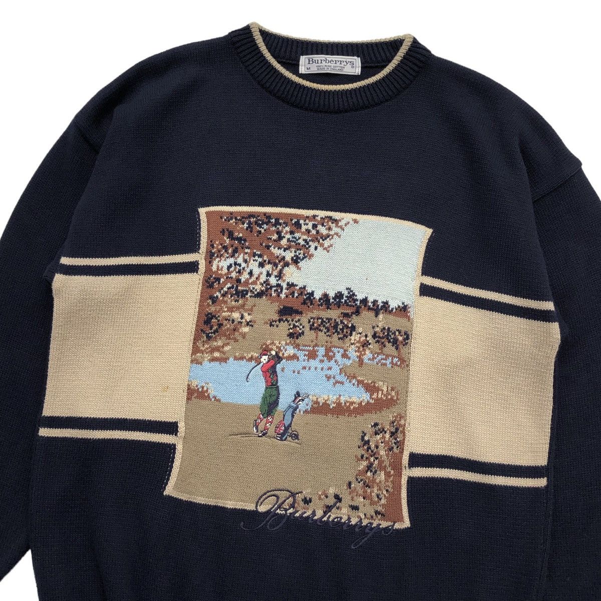 Burberry Vintage Burberrys Golf Logo Knitted Sweater Made in England Size US M / EU 48-50 / 2 - 5 Thumbnail