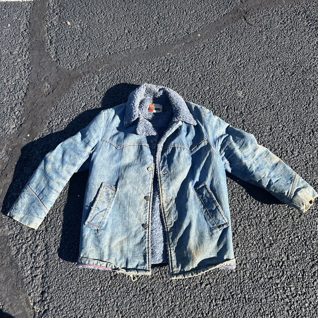 Image of Vintage 50S Denim Sherpa Lined Chore Ranch Jacket in Blue, Men's (Size 2XL)